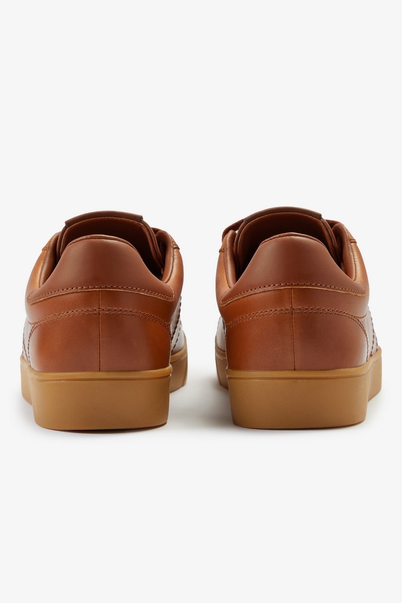 Sapatilha 'Spencer' em pele Fred Perry Castanho-5