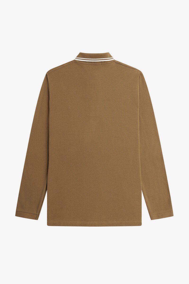 Polo original manga comprida 'Twin Tipped Fred Perry Shirt' Castanho-2