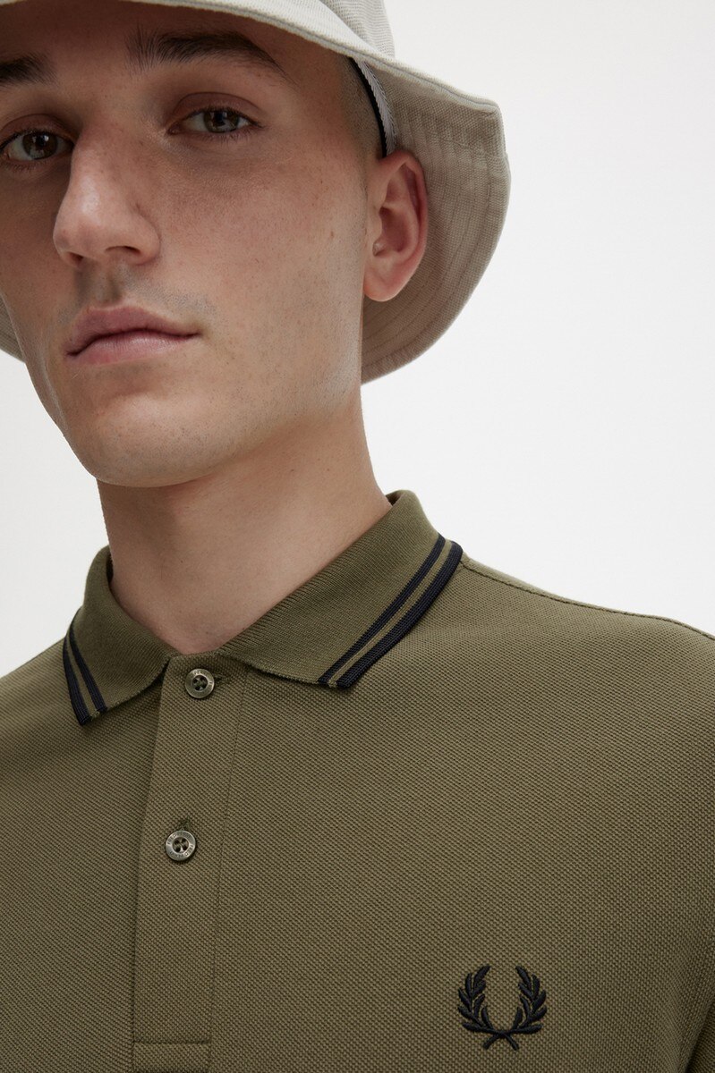 Polo de manga comprida 'Twin Tipped Fred Perry Shirt' Verde-militar-3