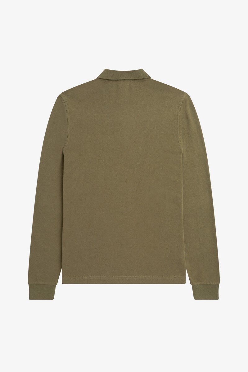 Polo de manga comprida. Uma interpretação do original 'Fred Perry Shirt' Verde-militar-2