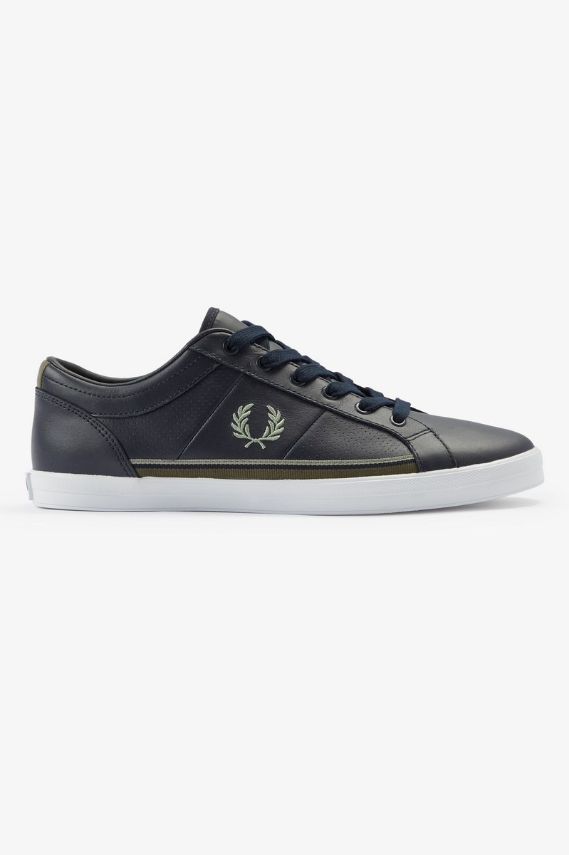 Sapatilha 'Baseline' em pele perfurada Fred Perry Azul-marinho-1