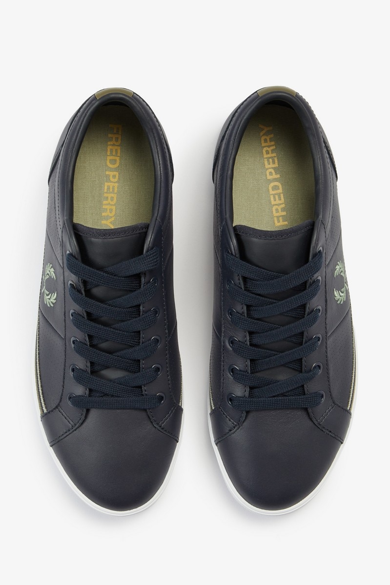 Sapatilha 'Baseline' em pele perfurada Fred Perry Azul-marinho-2