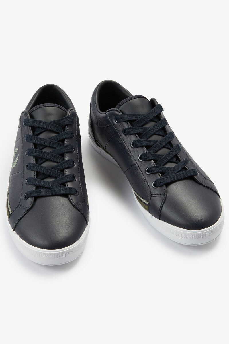 Sapatilha 'Baseline' em pele perfurada Fred Perry Azul-marinho-3