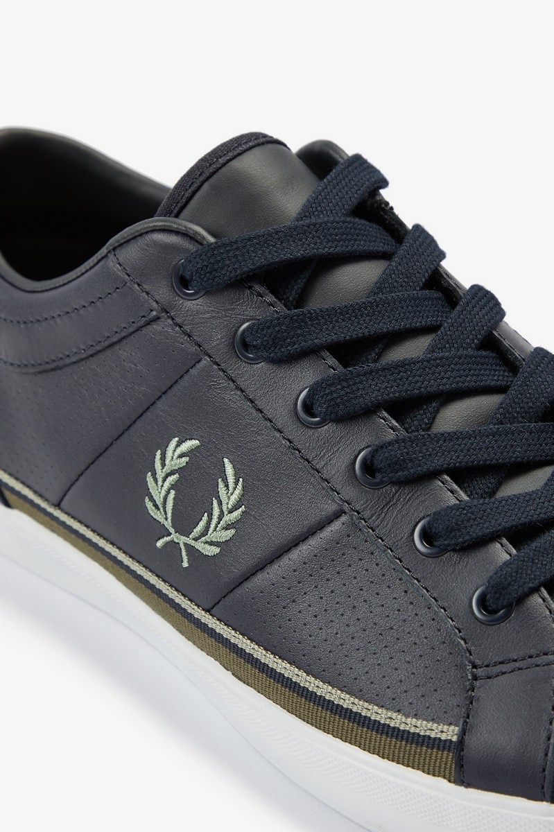 Sapatilha 'Baseline' em pele perfurada Fred Perry Azul-marinho-6