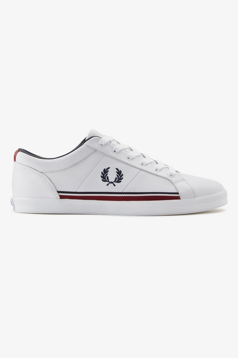 Sapatilha 'Baseline' em pele perfurada Fred Perry Branco-1