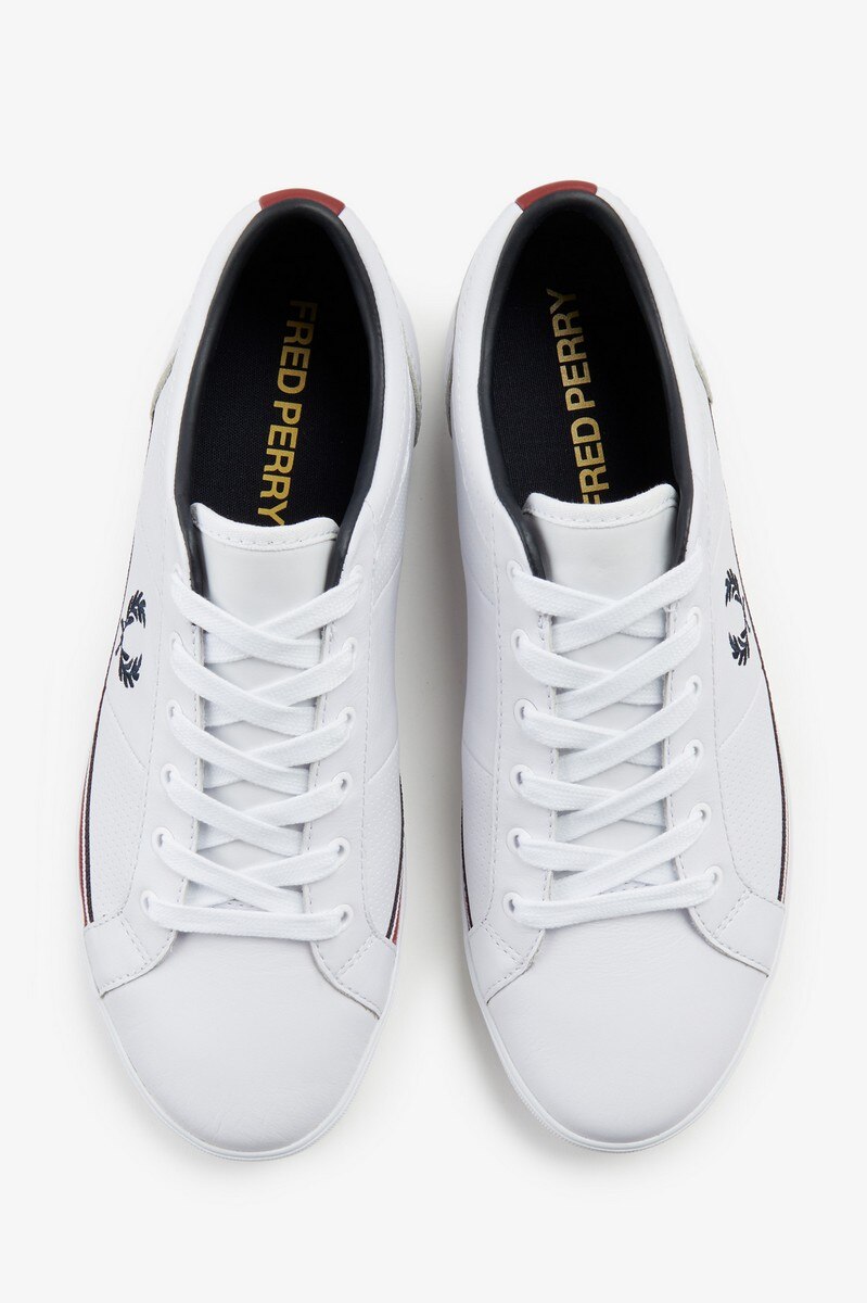 Sapatilha 'Baseline' em pele perfurada Fred Perry Branco-2