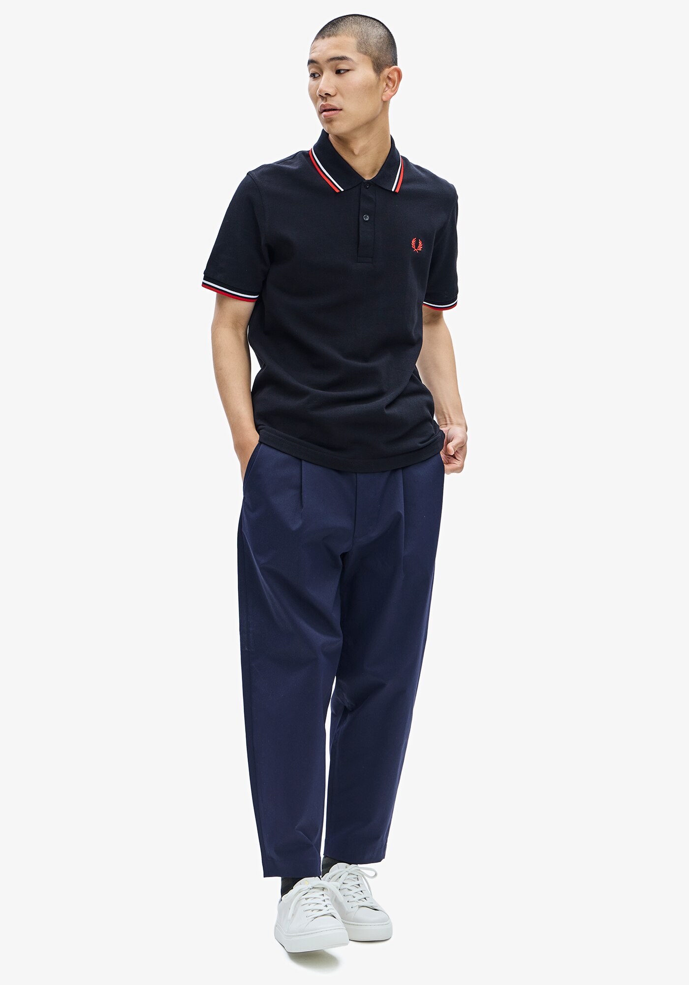 Polo original 'Twin Tipped Fred Perry Shirt' Preto-3