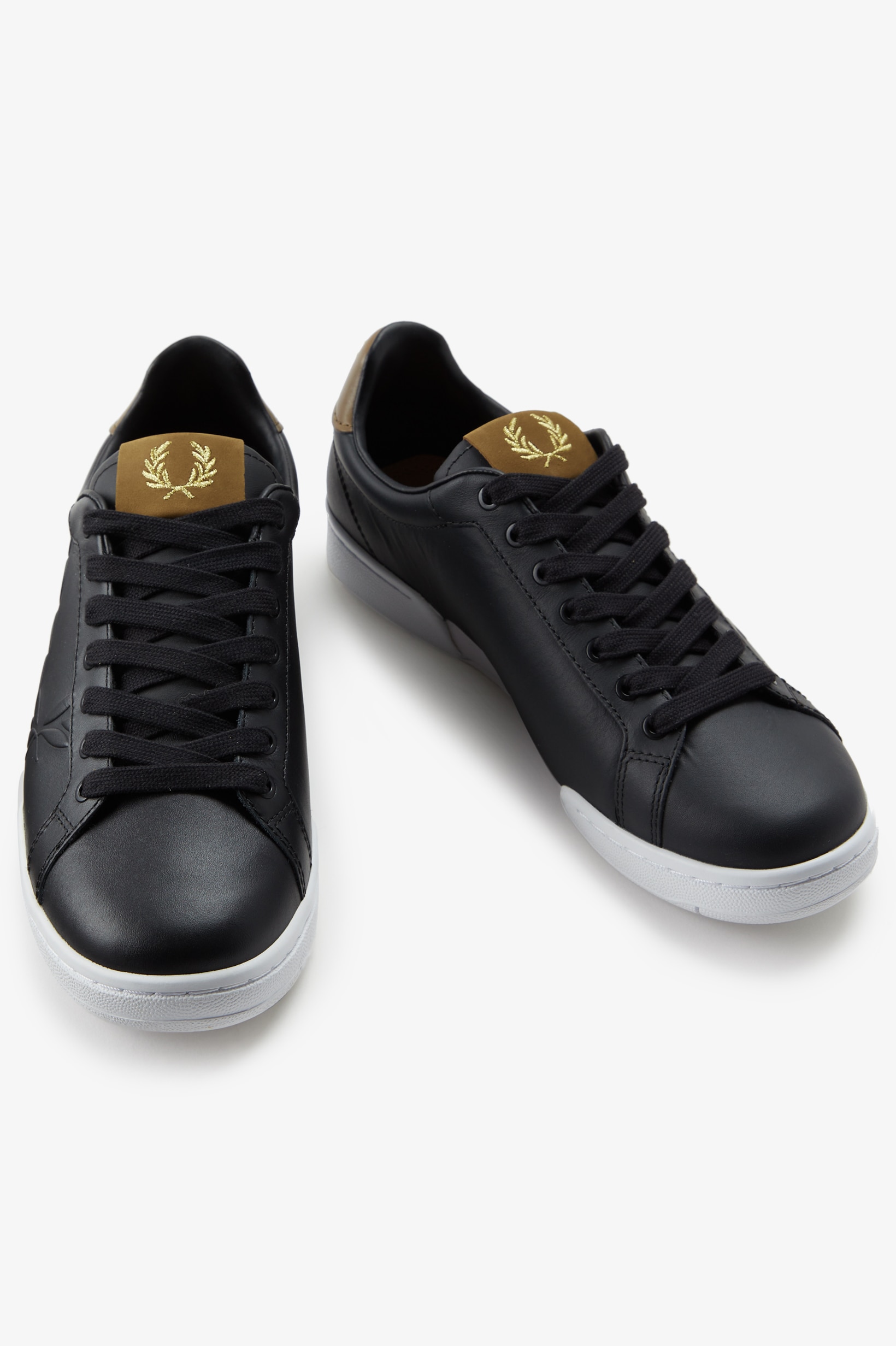 Sapatilha unisexo 'B722' em pele Fred Perry Preto-3