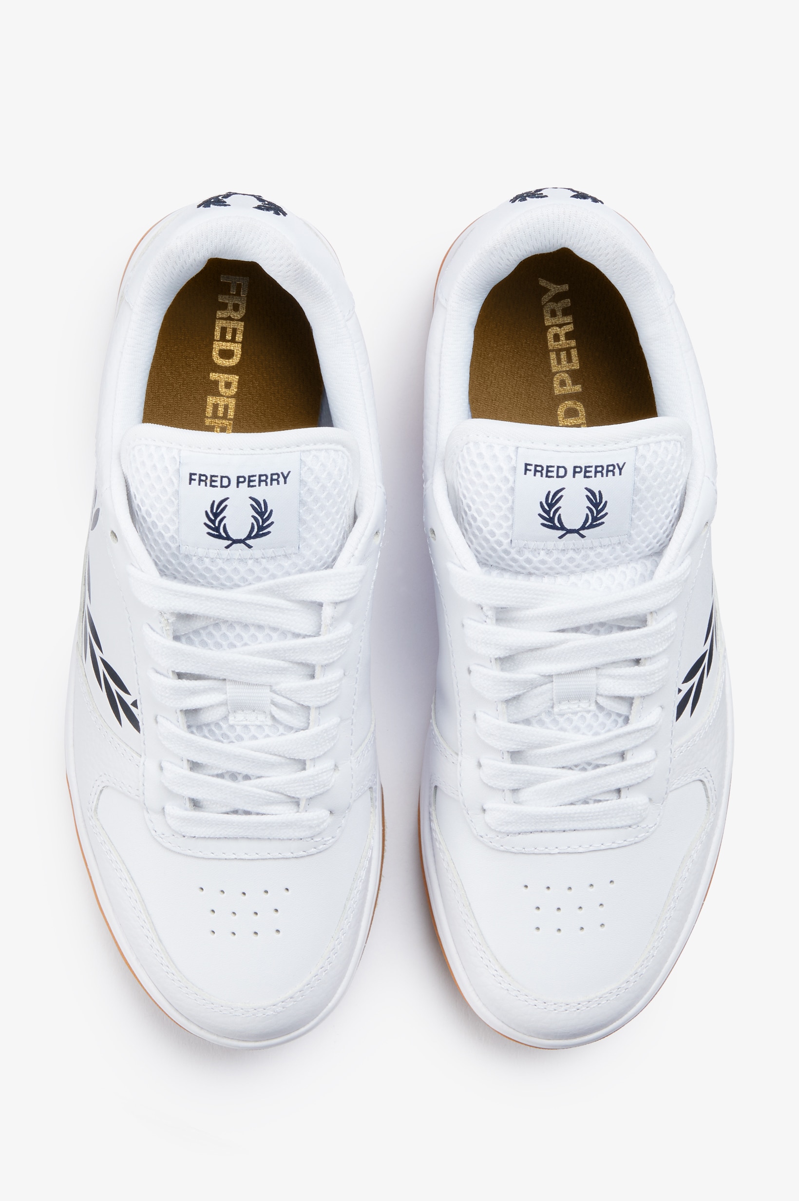 Sapatilhas Unisexo 'B300' em pele texturizada Fred Perry Branco-2