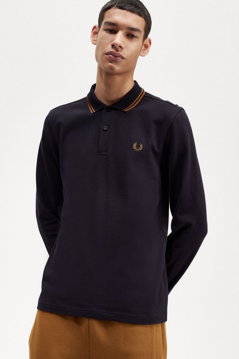 Polo de manga comprida 'Twin Tipped Fred Perry Shirt' Azul-marinho-1