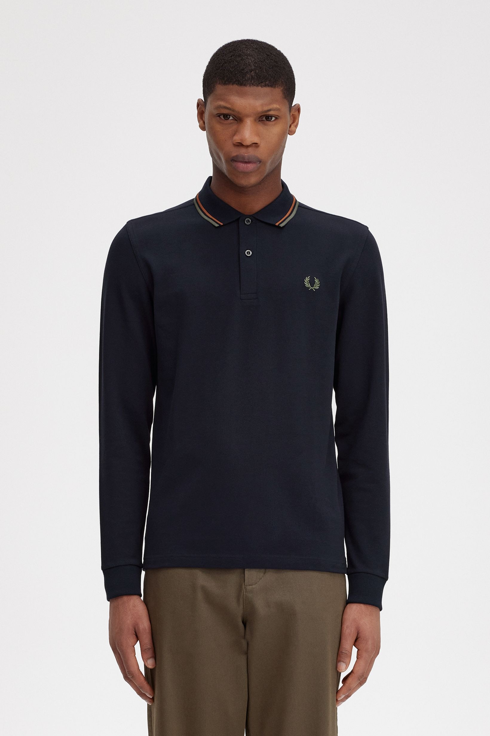 Polo de manga comprida 'Twin Tipped Fred Perry Shirt' Azul-marinho-1