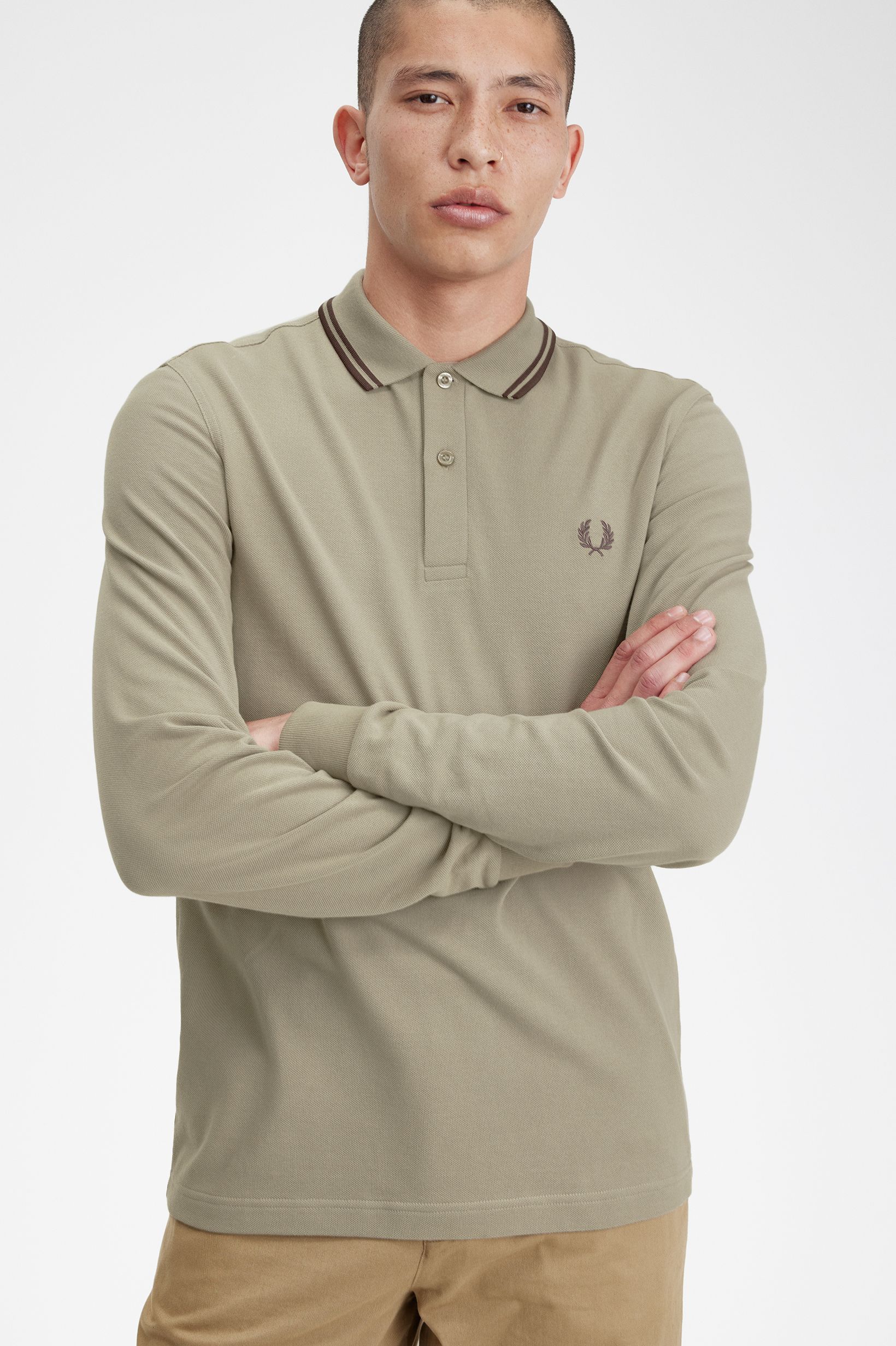 Polo de manga comprida 'Twin Tipped Fred Perry Shirt' Gray-1