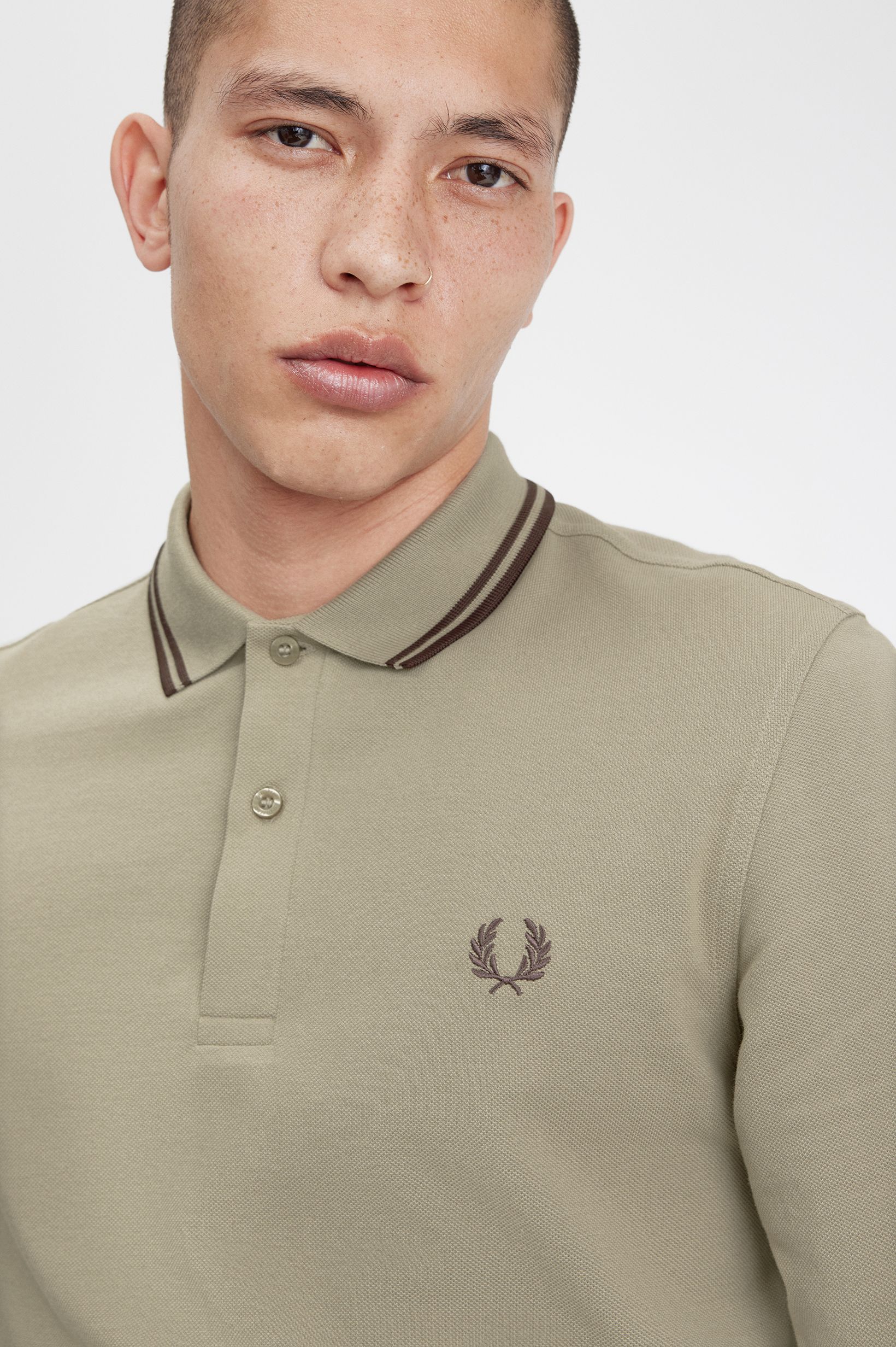 Polo de manga comprida 'Twin Tipped Fred Perry Shirt' Gray-3