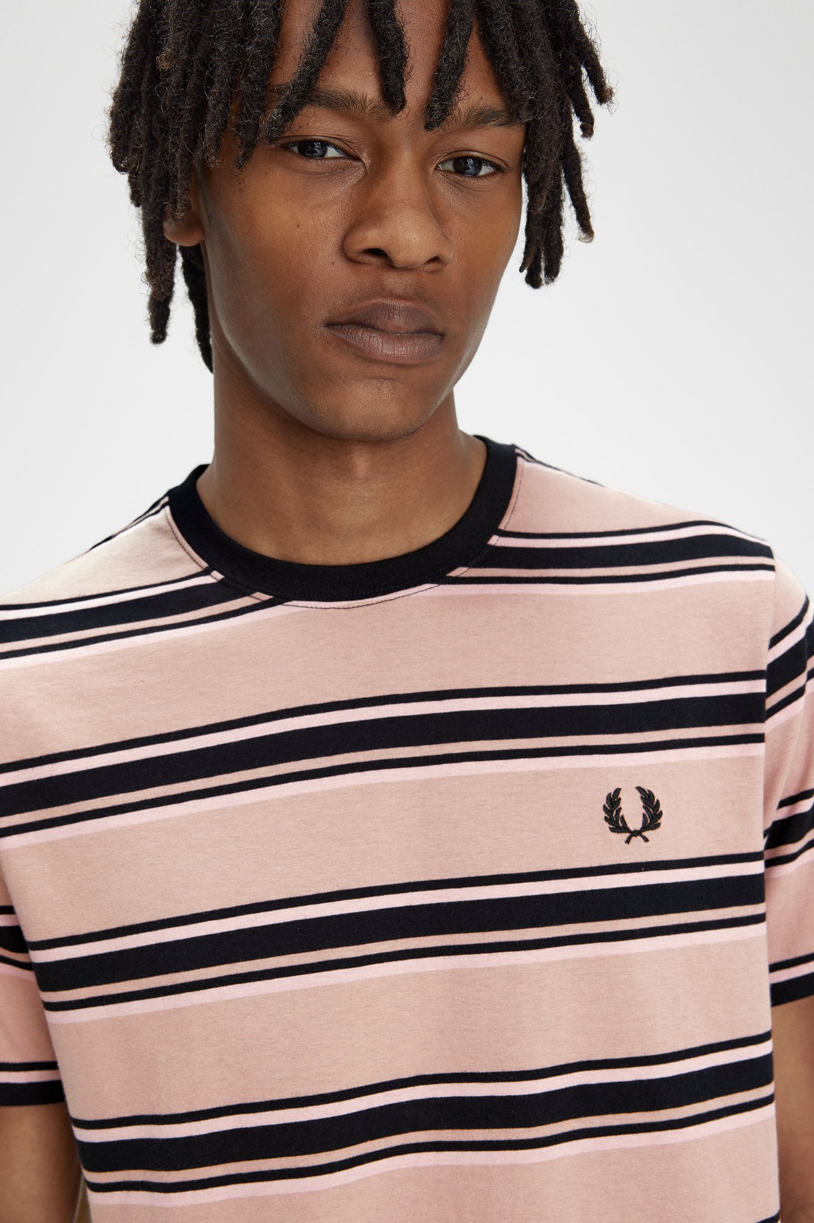 T-Shirt Gráfica às riscas Rosa-3