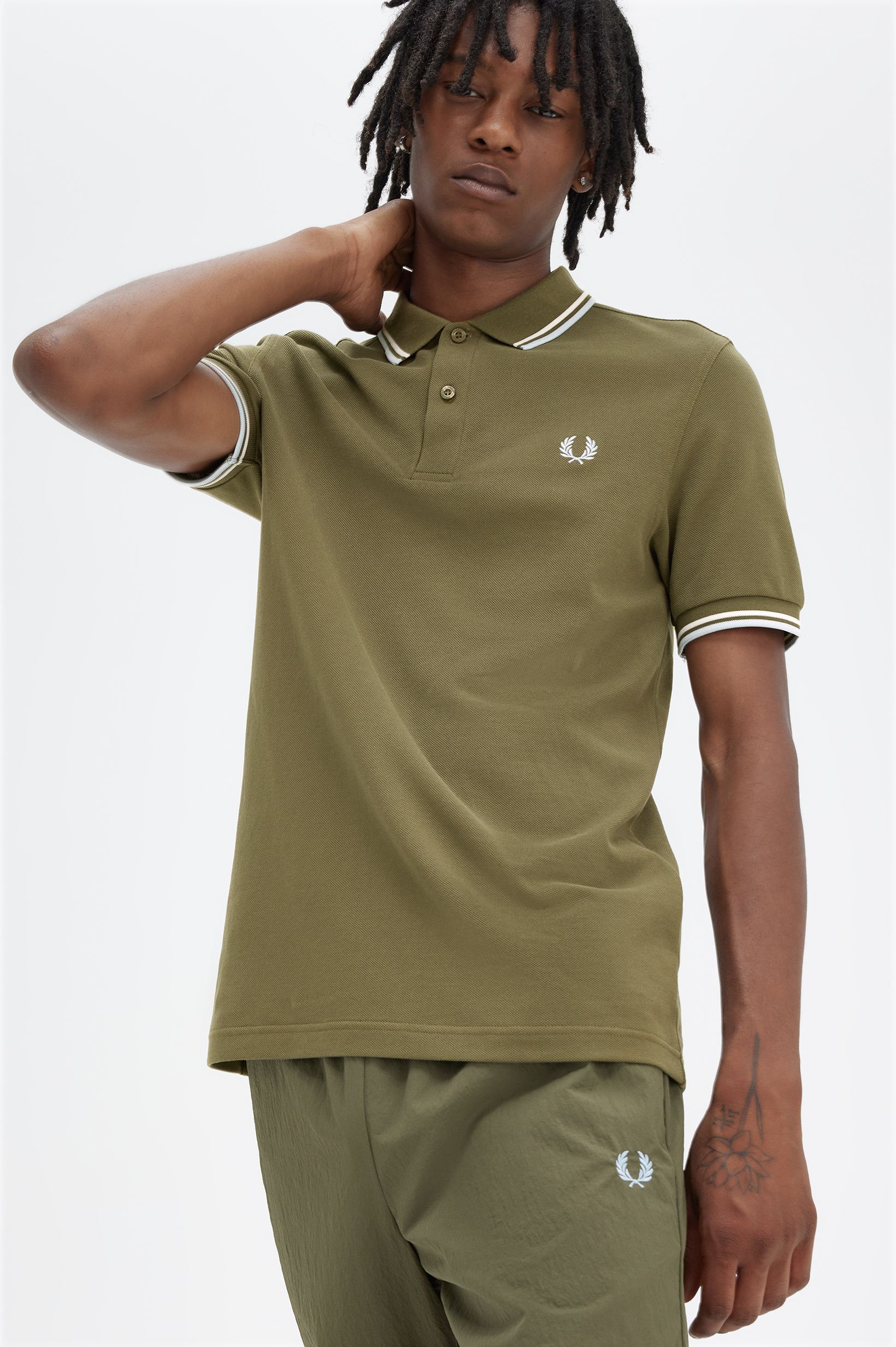 Polo original  'Twin Tipped Fred Perry Shirt' Verde-militar-1