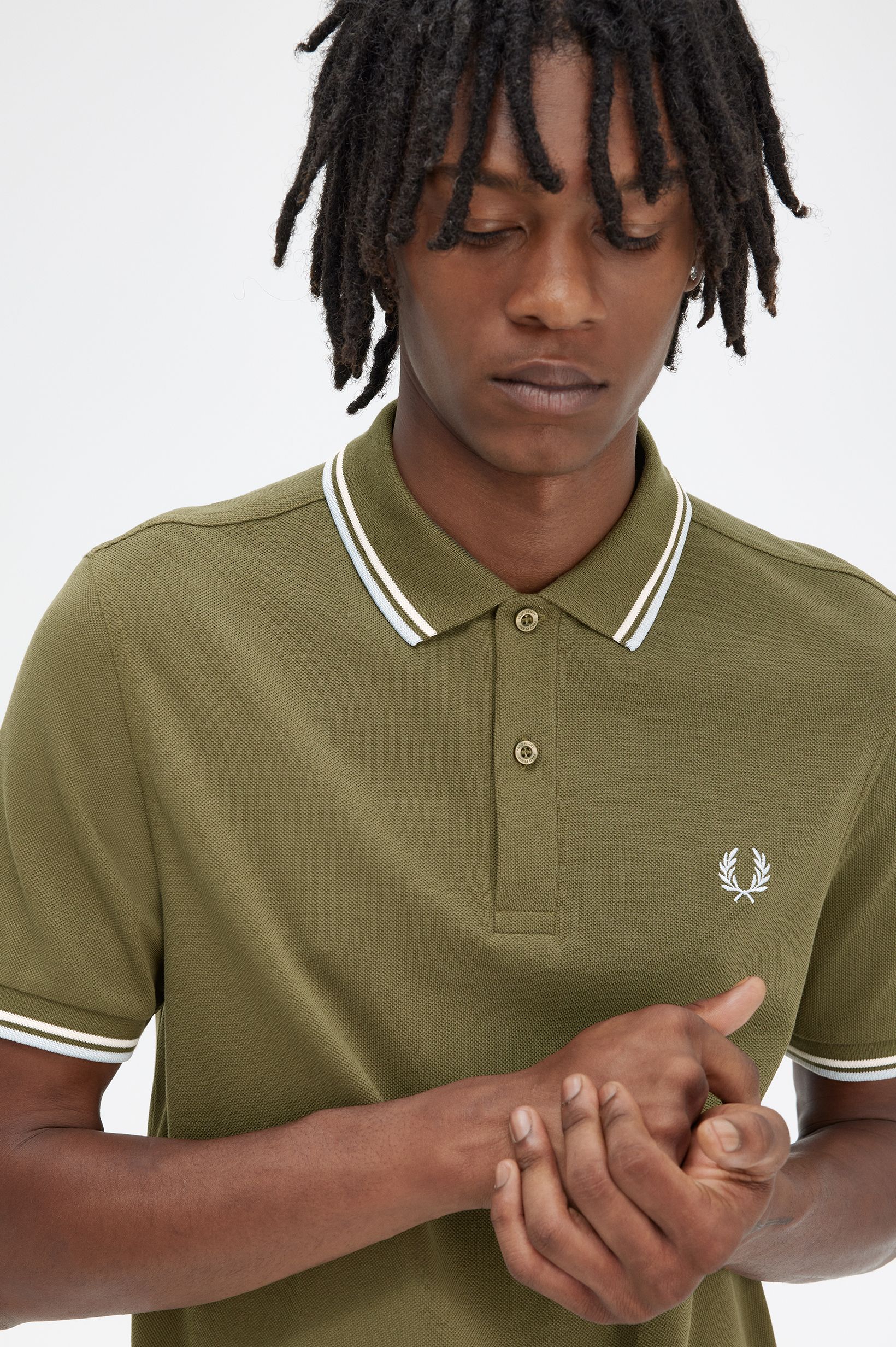 Polo original  'Twin Tipped Fred Perry Shirt' Verde-militar-2