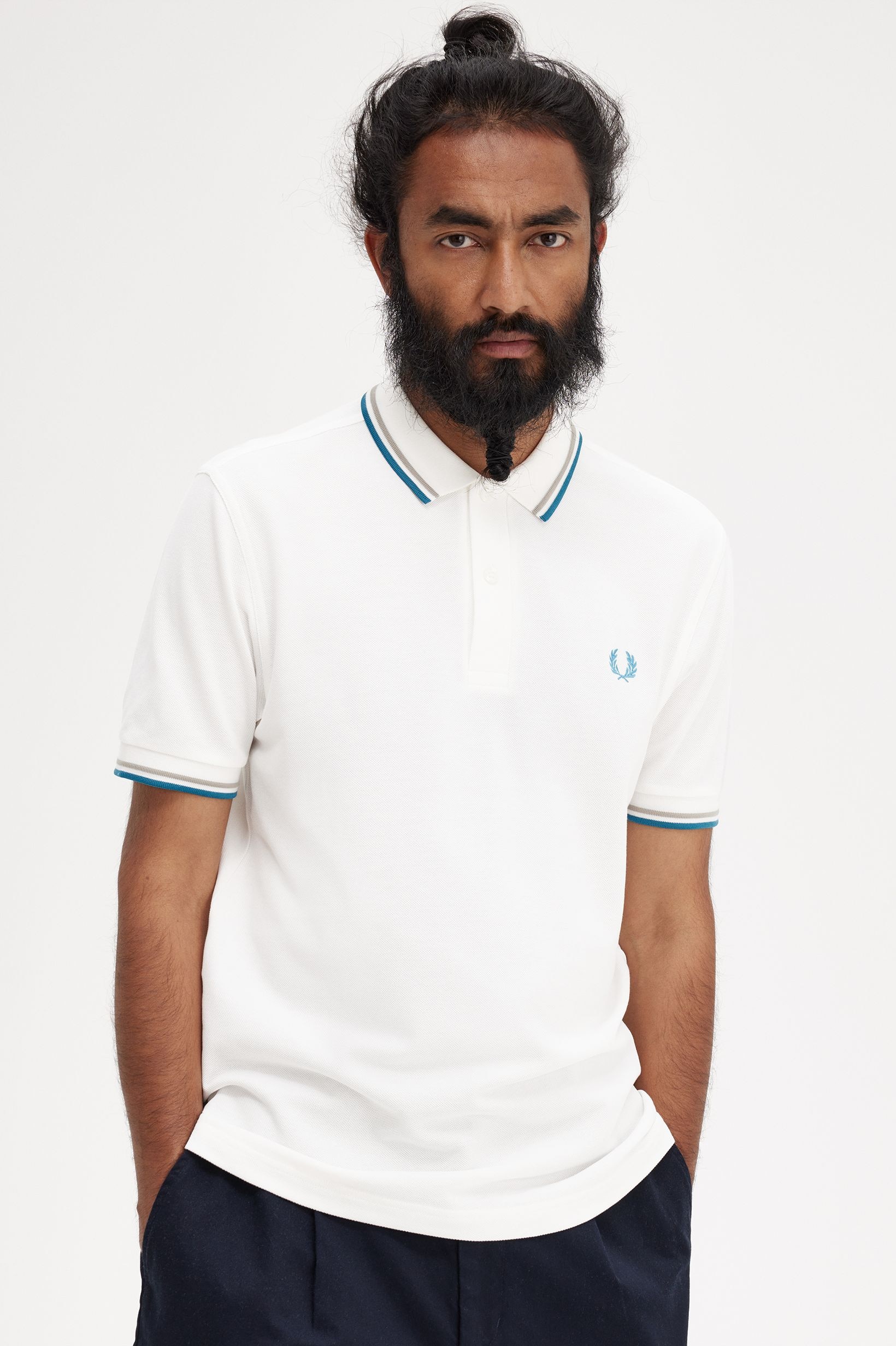 Polo original  'Twin Tipped Fred Perry Shirt' Branco-2