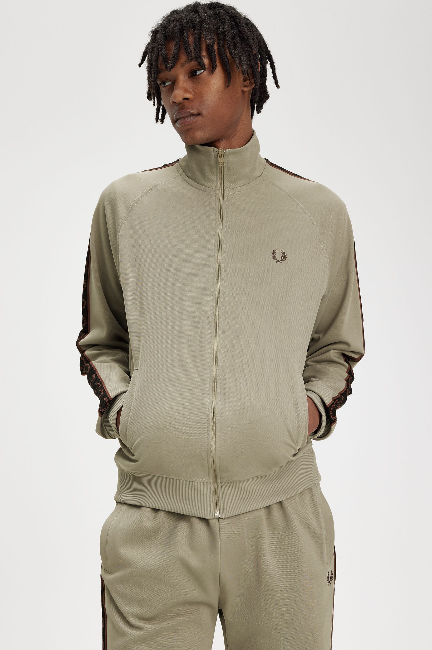 Casaco de fato de treino Fred Perry Cinzento-claro-1