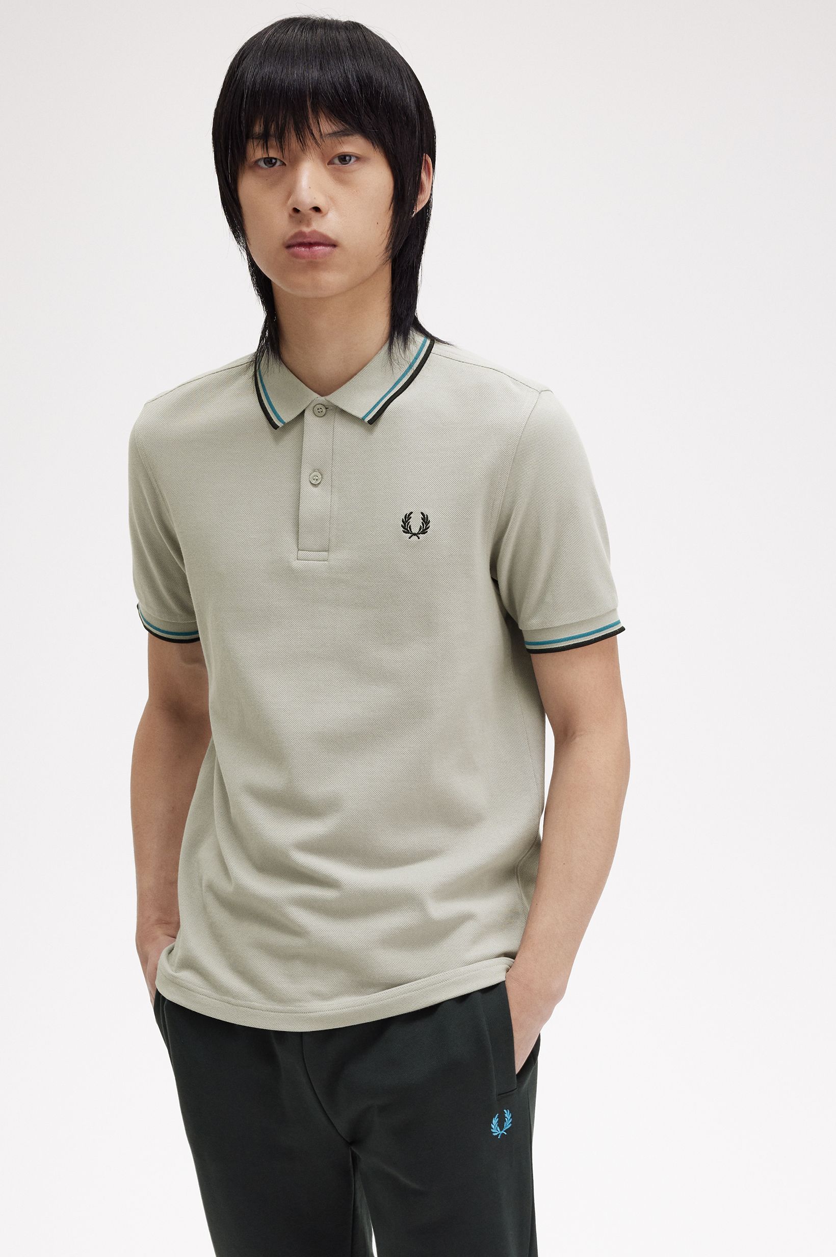 Polo original  'Twin Tipped Fred Perry Shirt' Cinzento-claro-1