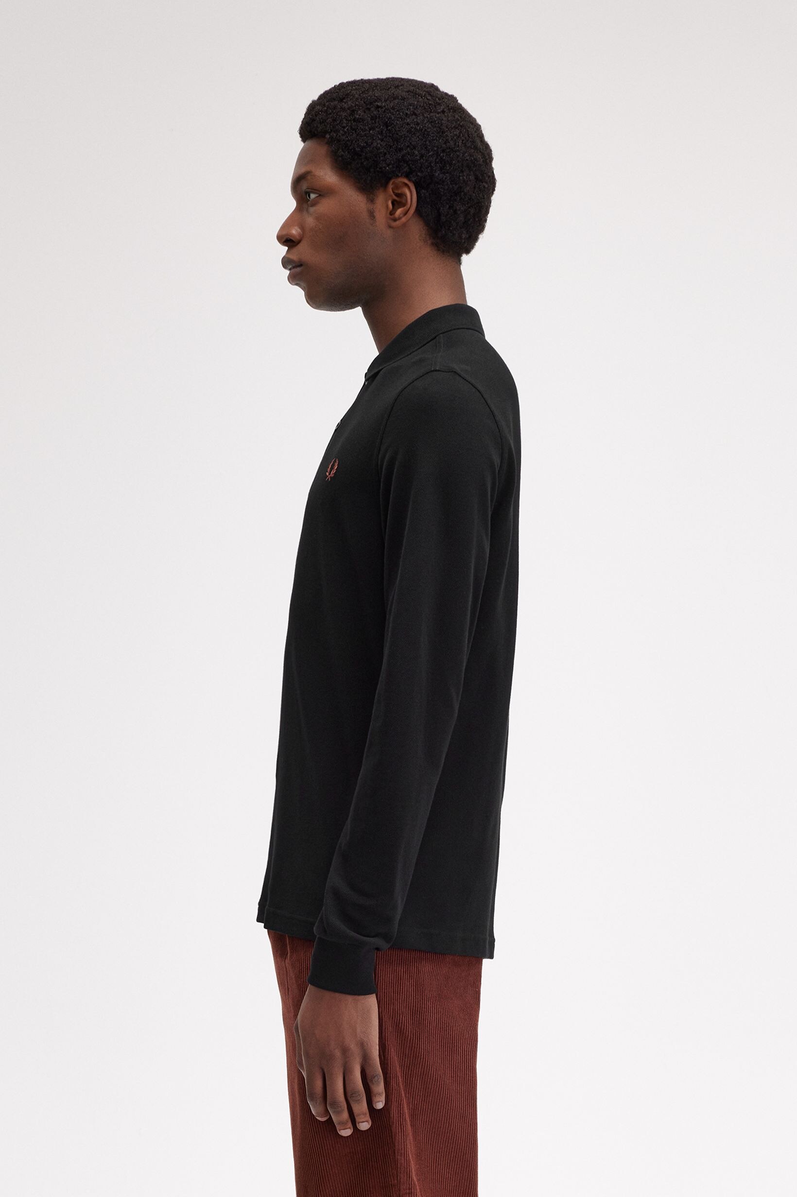 Polo de manga comprida. Uma interpretação do original 'Fred Perry Shirt' Preto-2