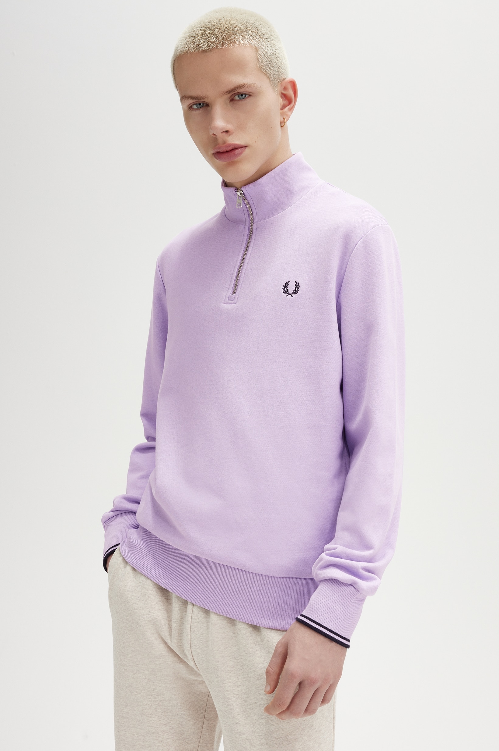 Sweatshirt com fecho de correr Lilás-1