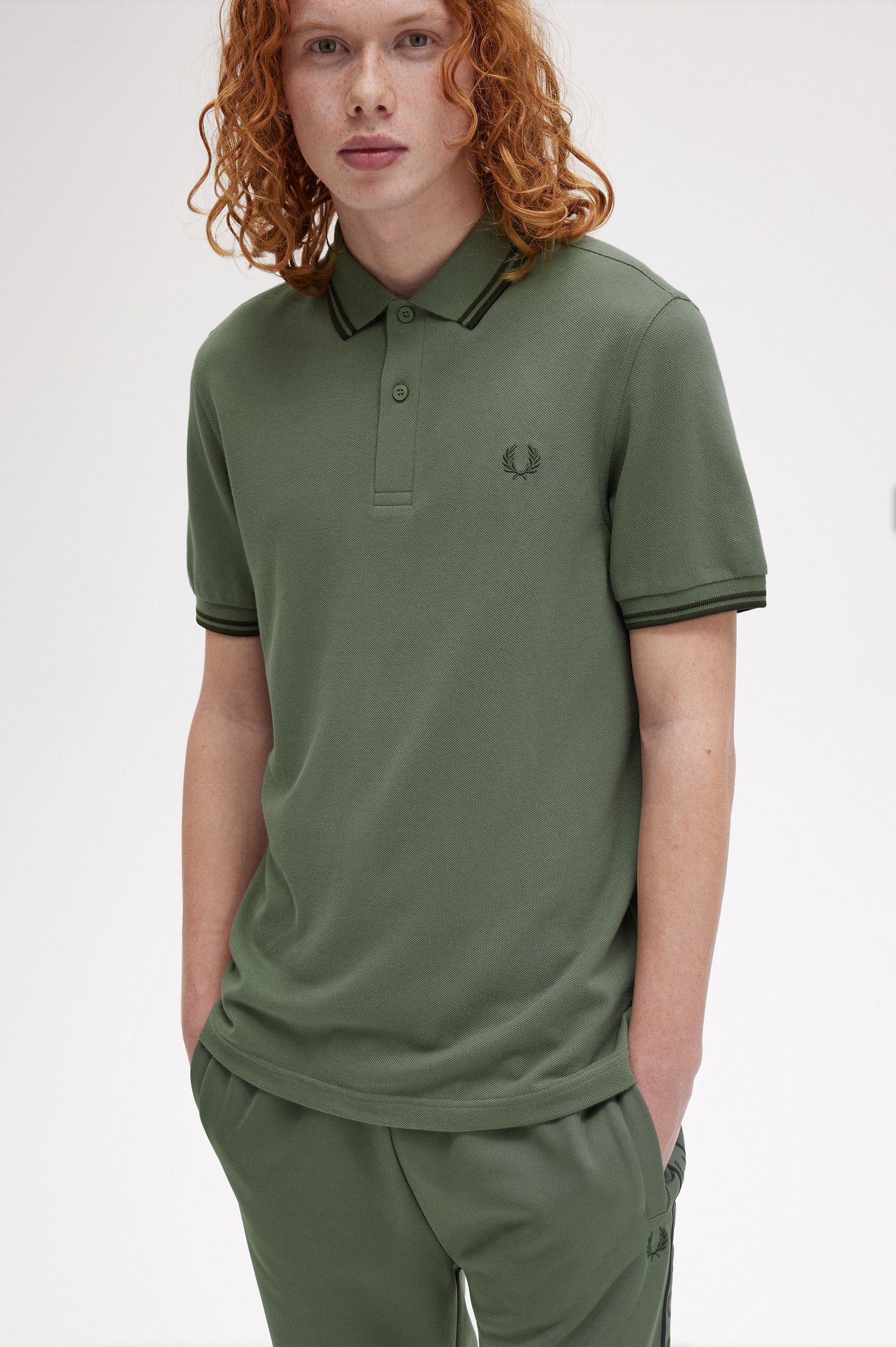 Polo original  'Twin Tipped Fred Perry Shirt' Verde-1