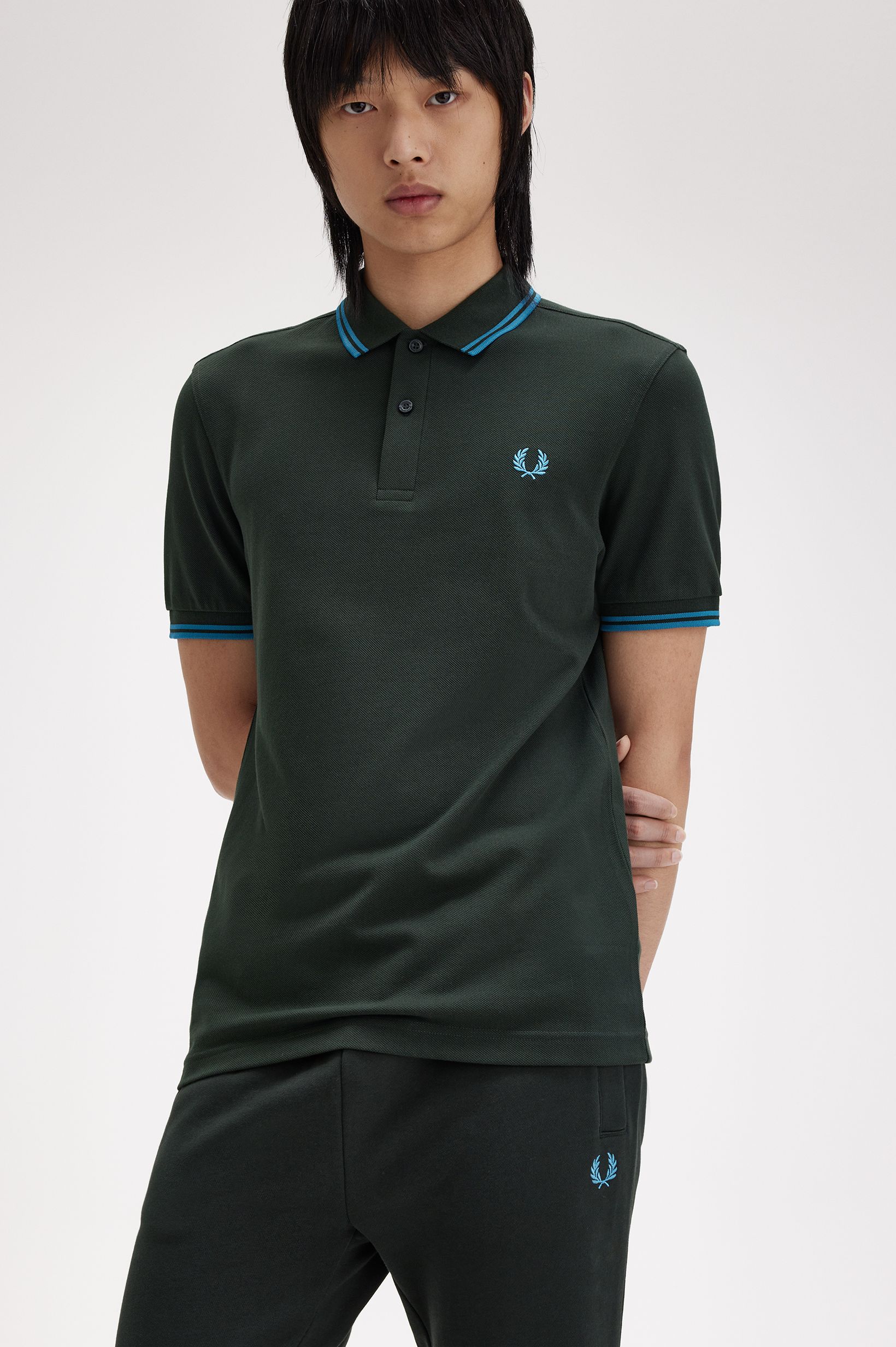 Polo original  'Twin Tipped Fred Perry Shirt' Verde-escuro-1