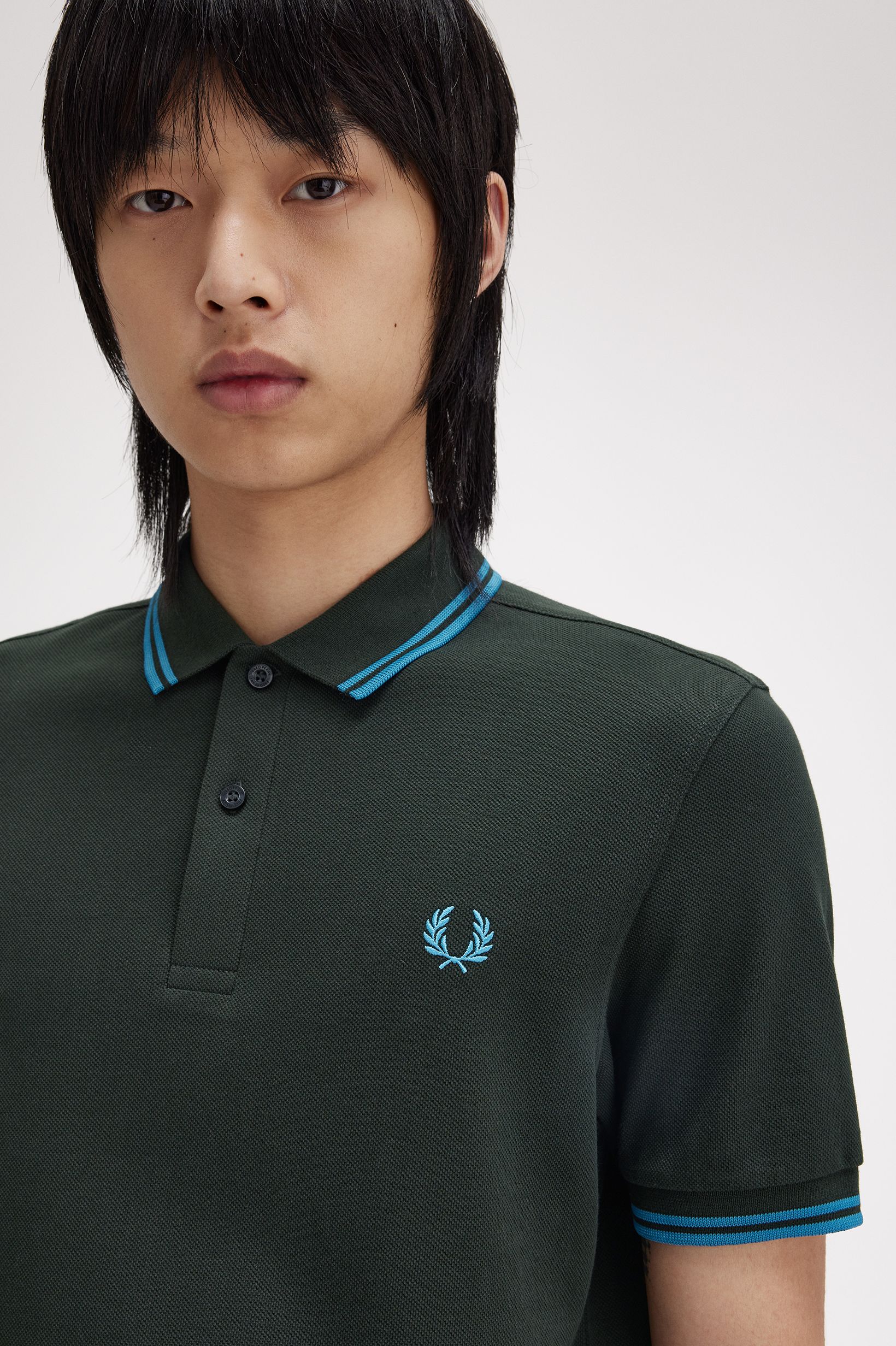 Polo original  'Twin Tipped Fred Perry Shirt' Verde-escuro-3