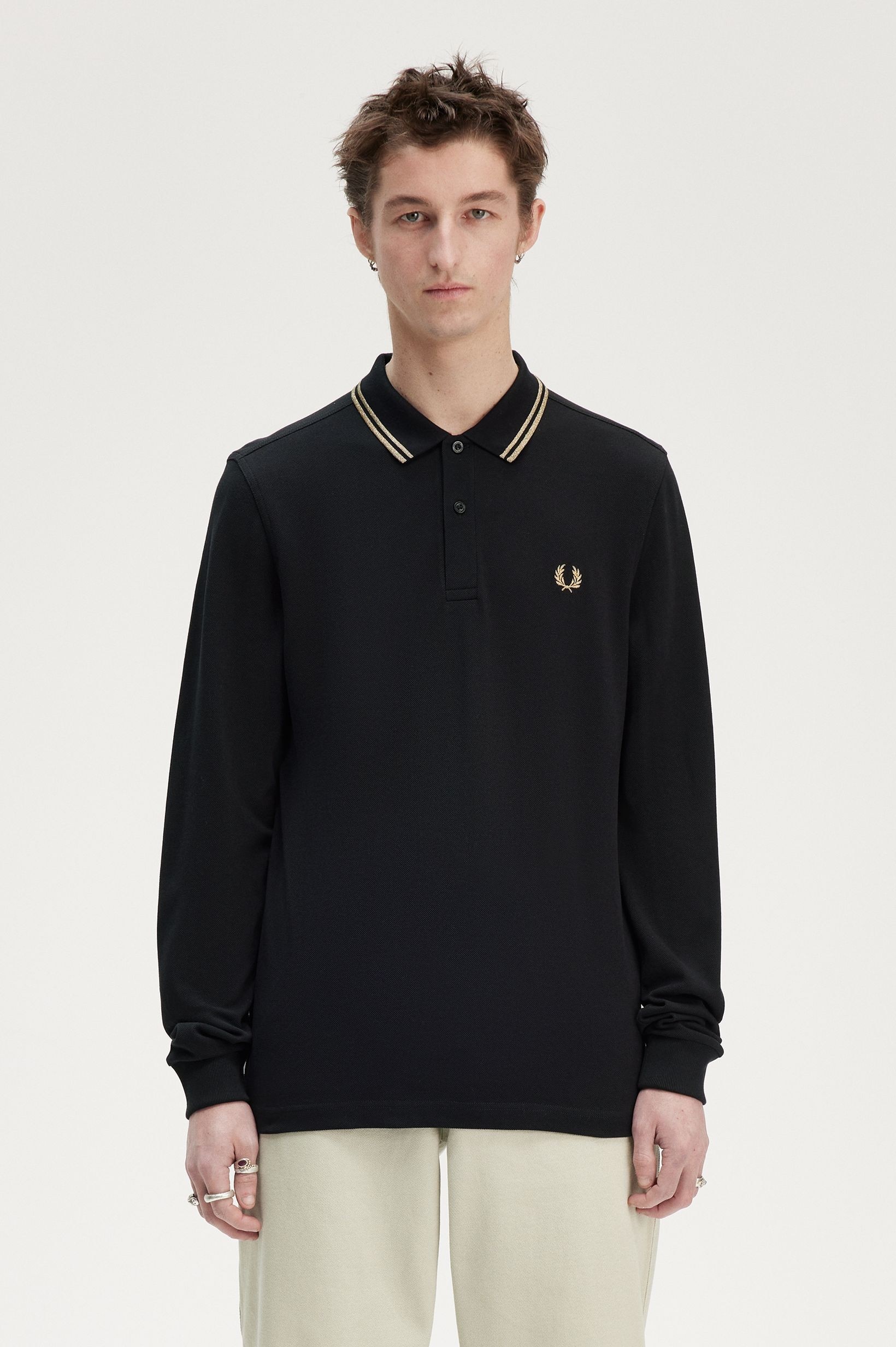 Polo de manga comprida 'Twin Tipped Fred Perry Shirt' Preto-1