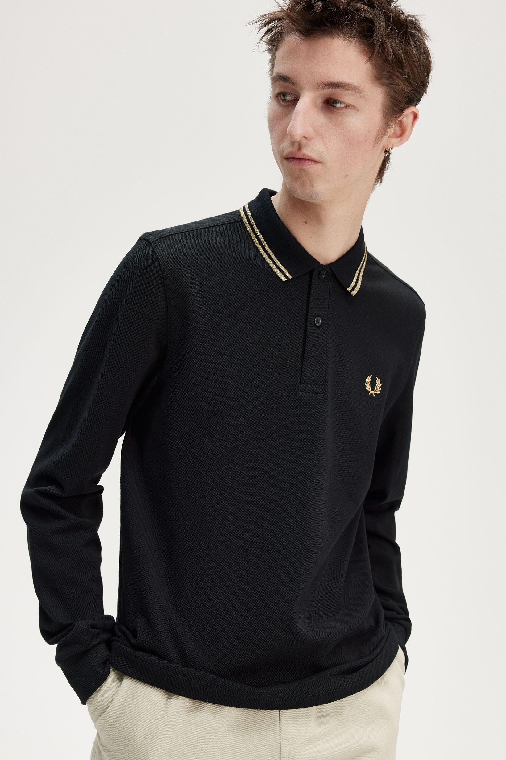 Polo de manga comprida 'Twin Tipped Fred Perry Shirt' Preto-2