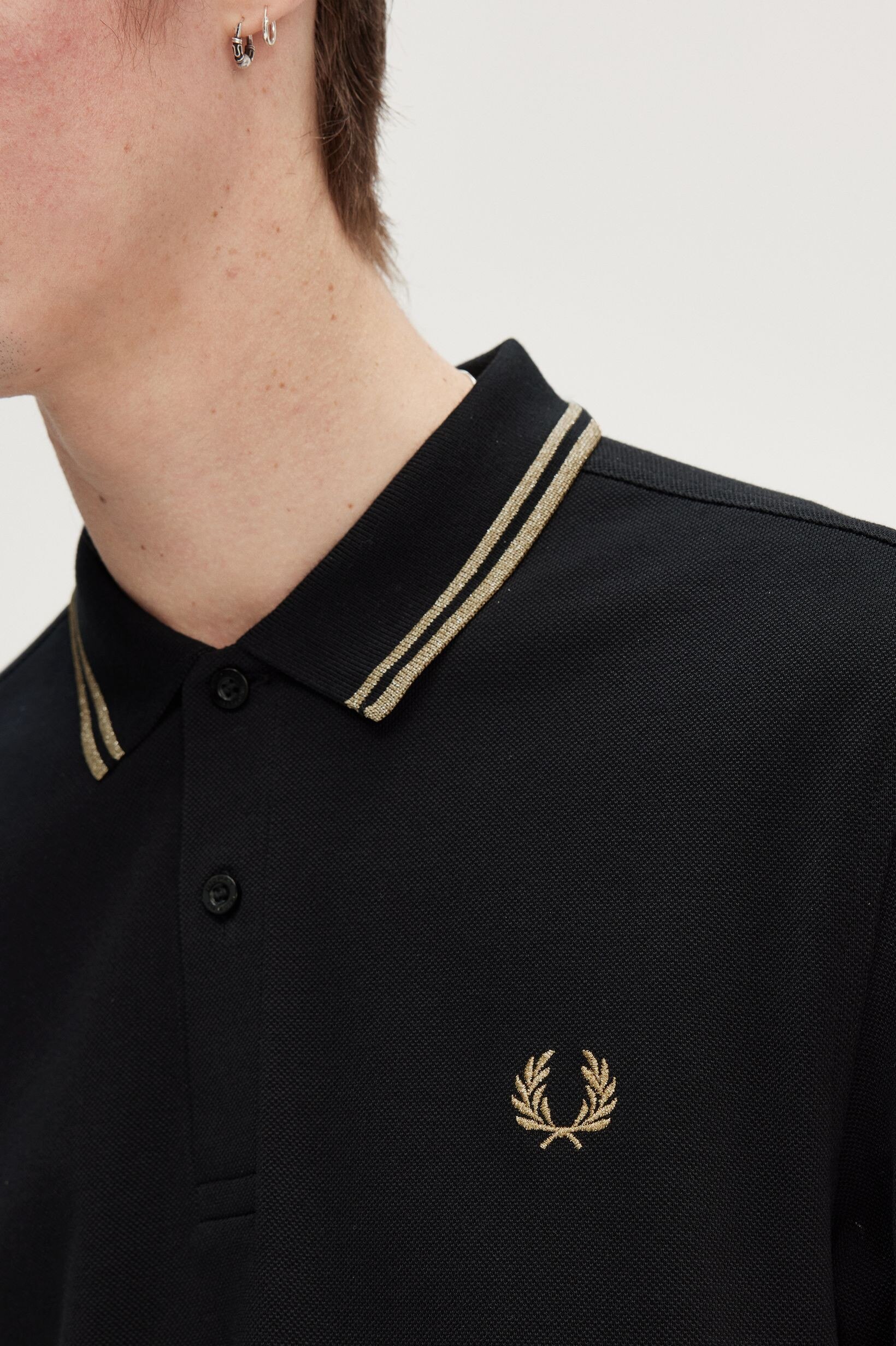 Polo de manga comprida 'Twin Tipped Fred Perry Shirt' Preto-3