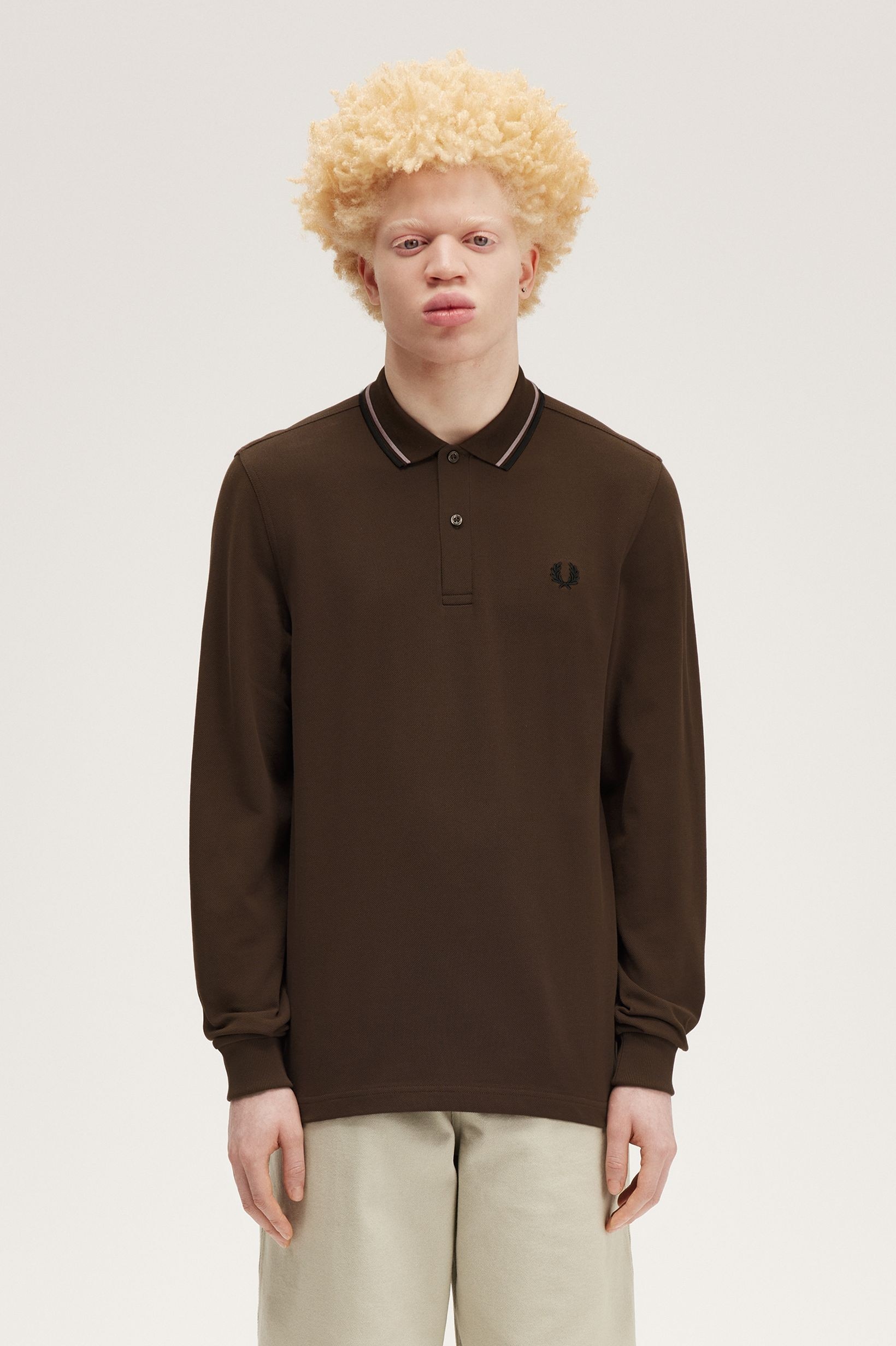 Polo de manga comprida 'Twin Tipped Fred Perry Shirt' Castanho-1