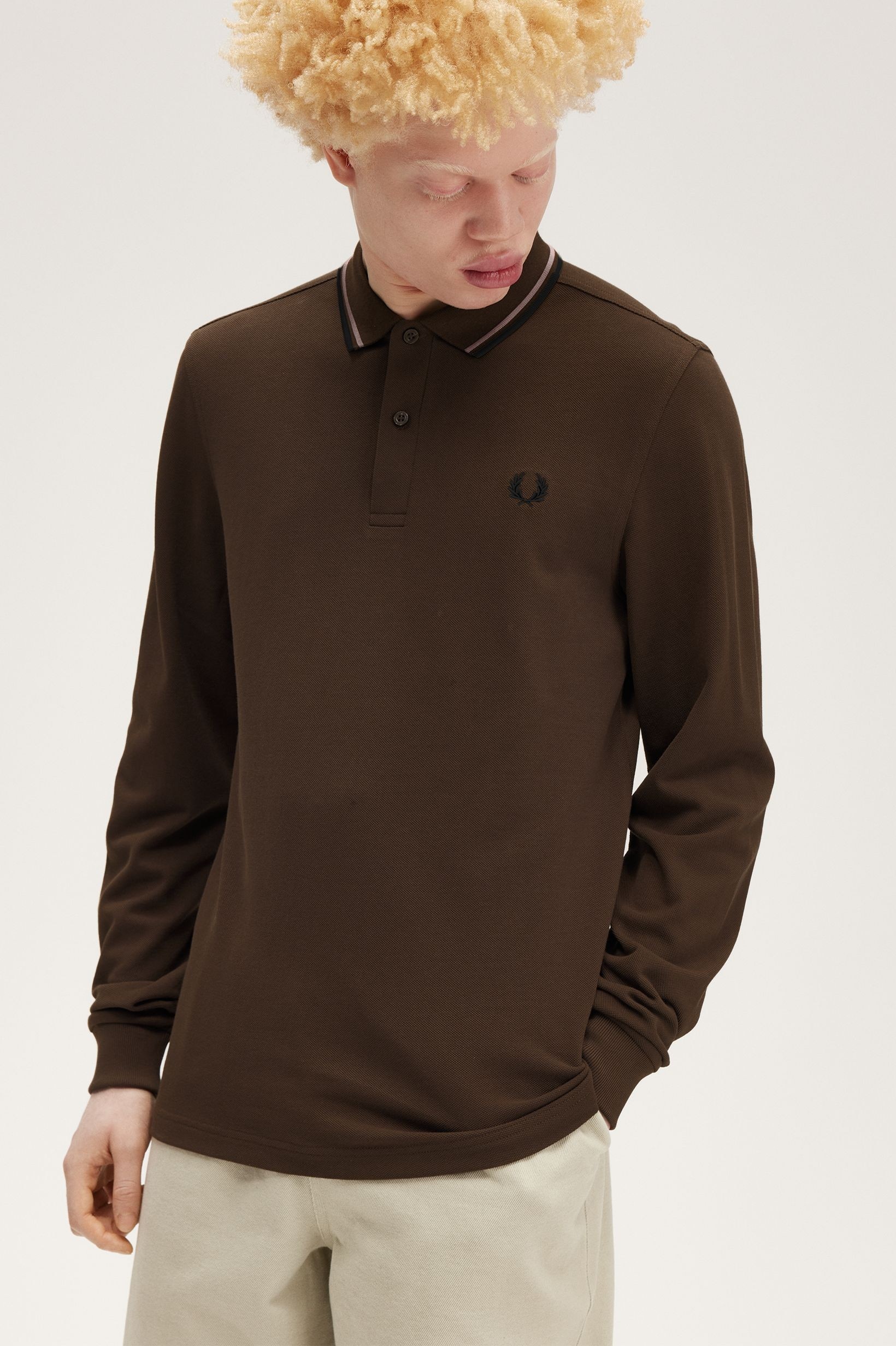 Polo de manga comprida 'Twin Tipped Fred Perry Shirt' Castanho-2