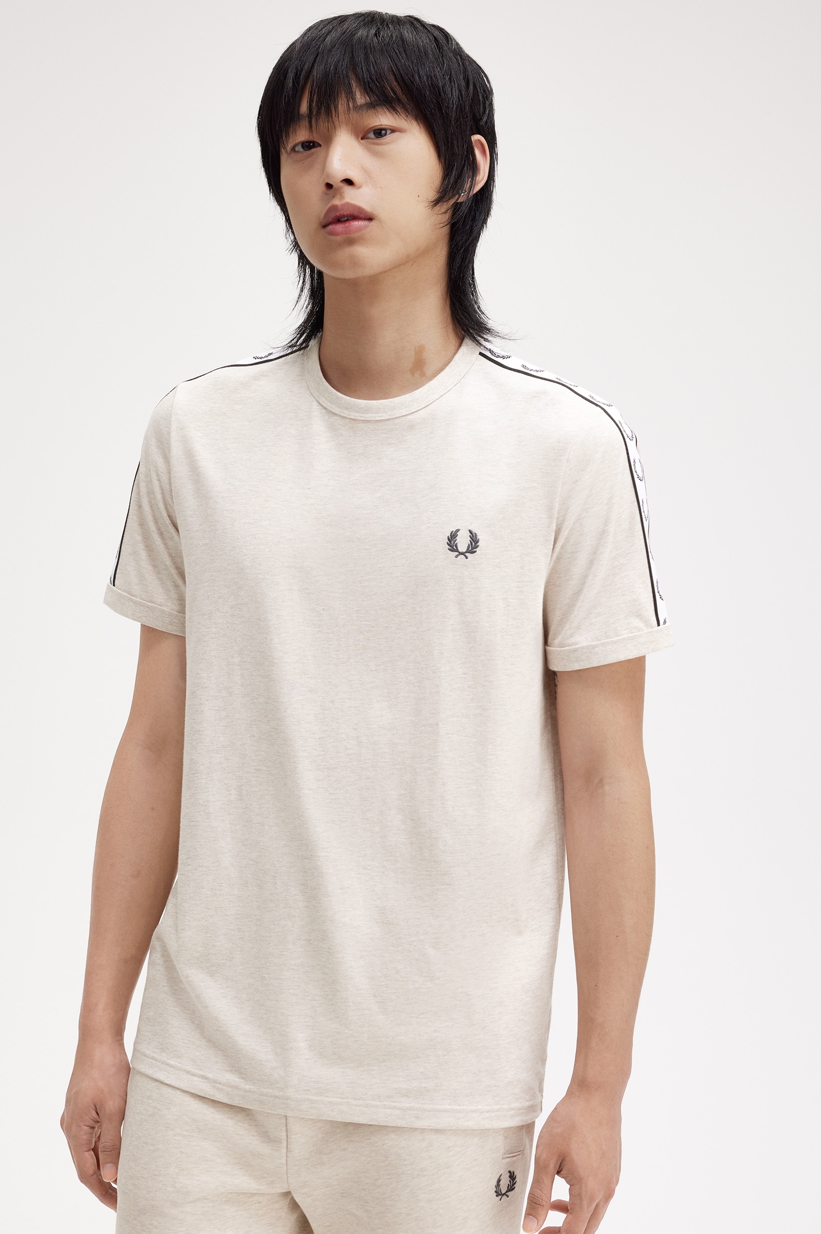 T-Shirt 'Taped Ringer' Bege-1