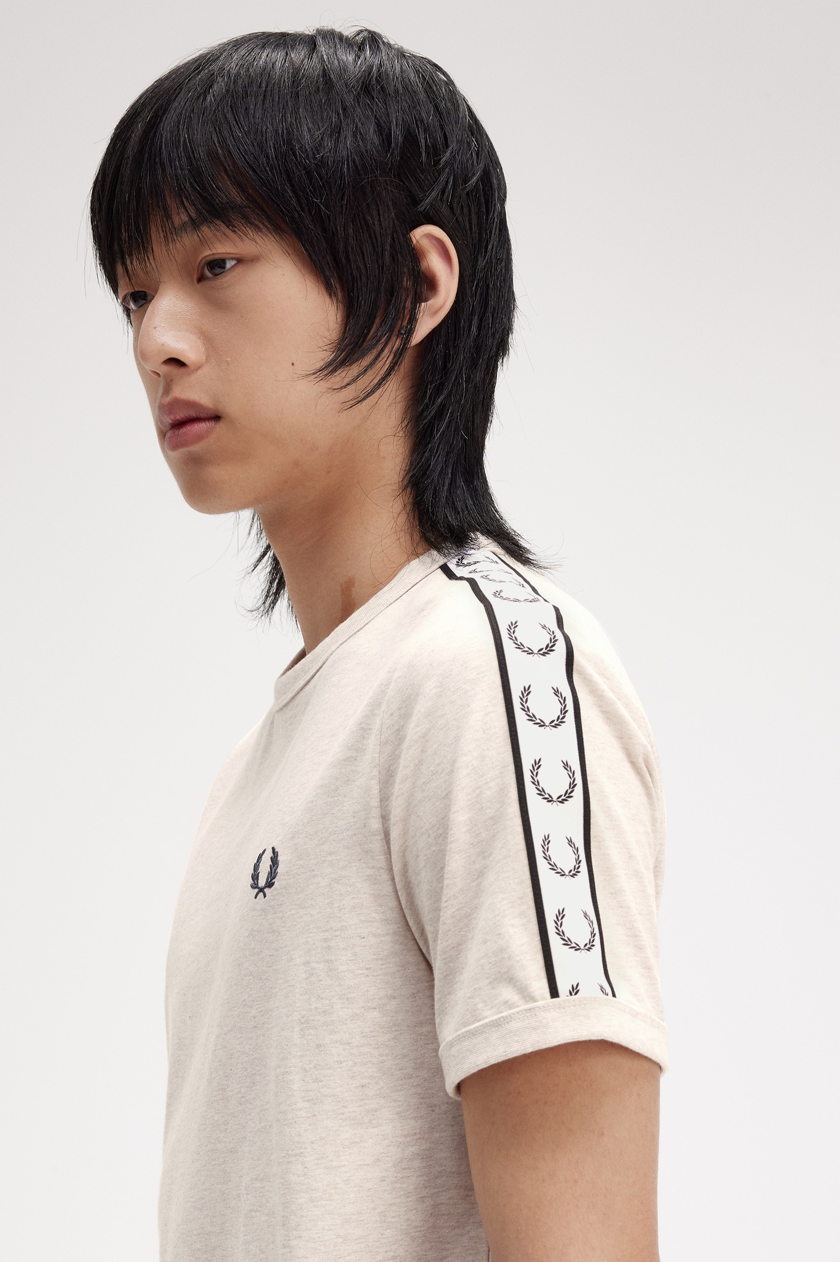 T-Shirt 'Taped Ringer' Bege-3