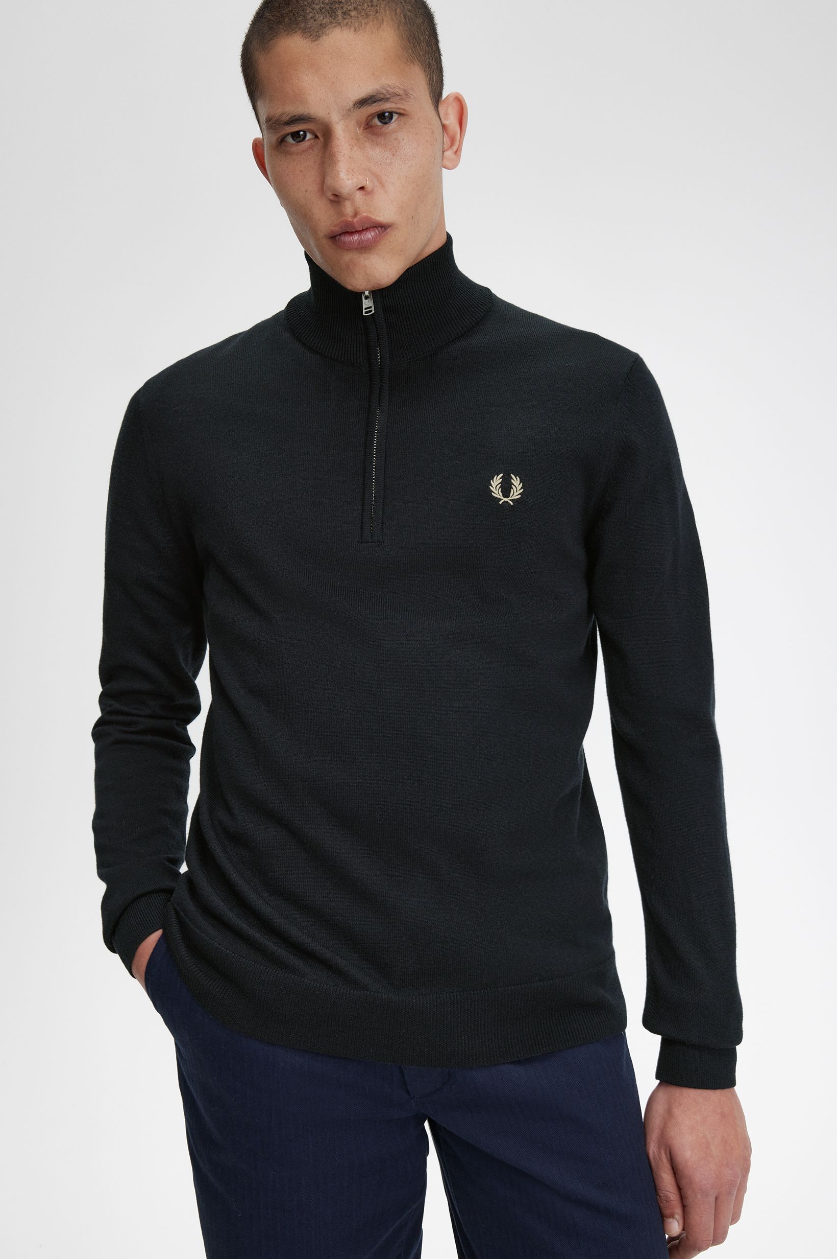 Camisola clássica com fecho de correr Preto-1