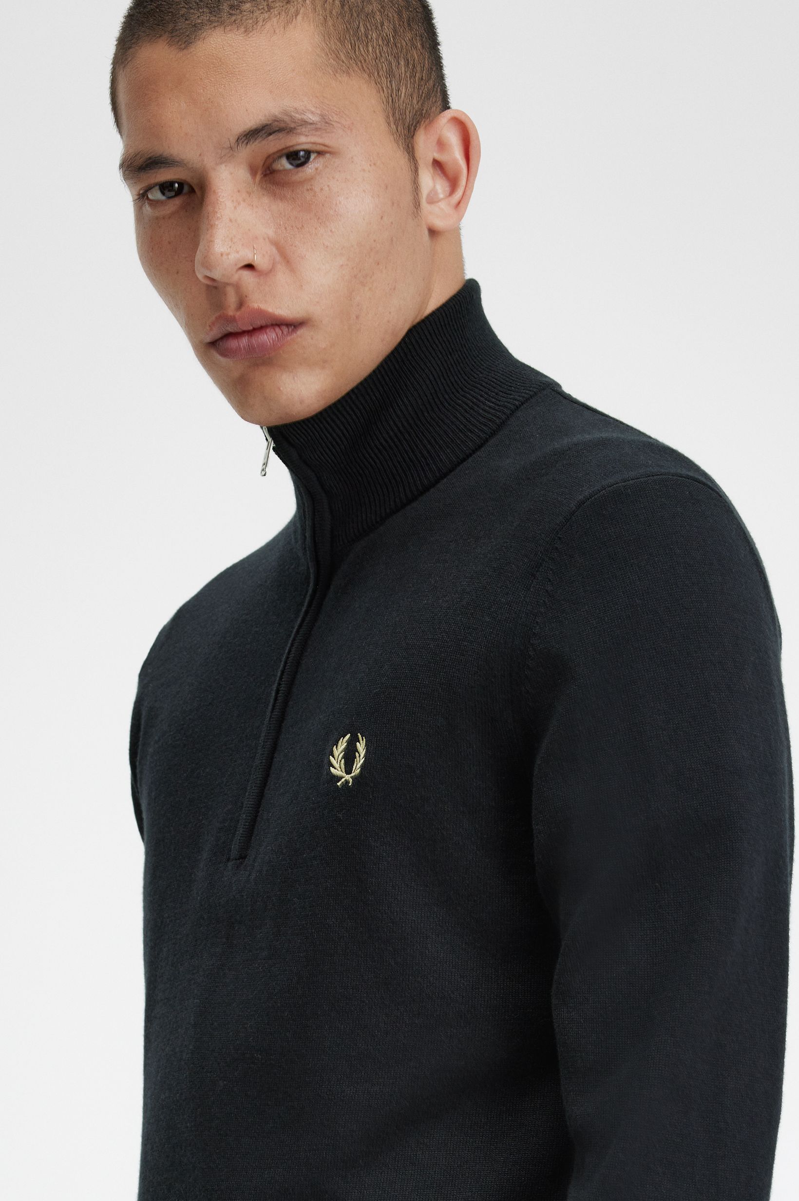 Camisola clássica com fecho de correr Preto-2