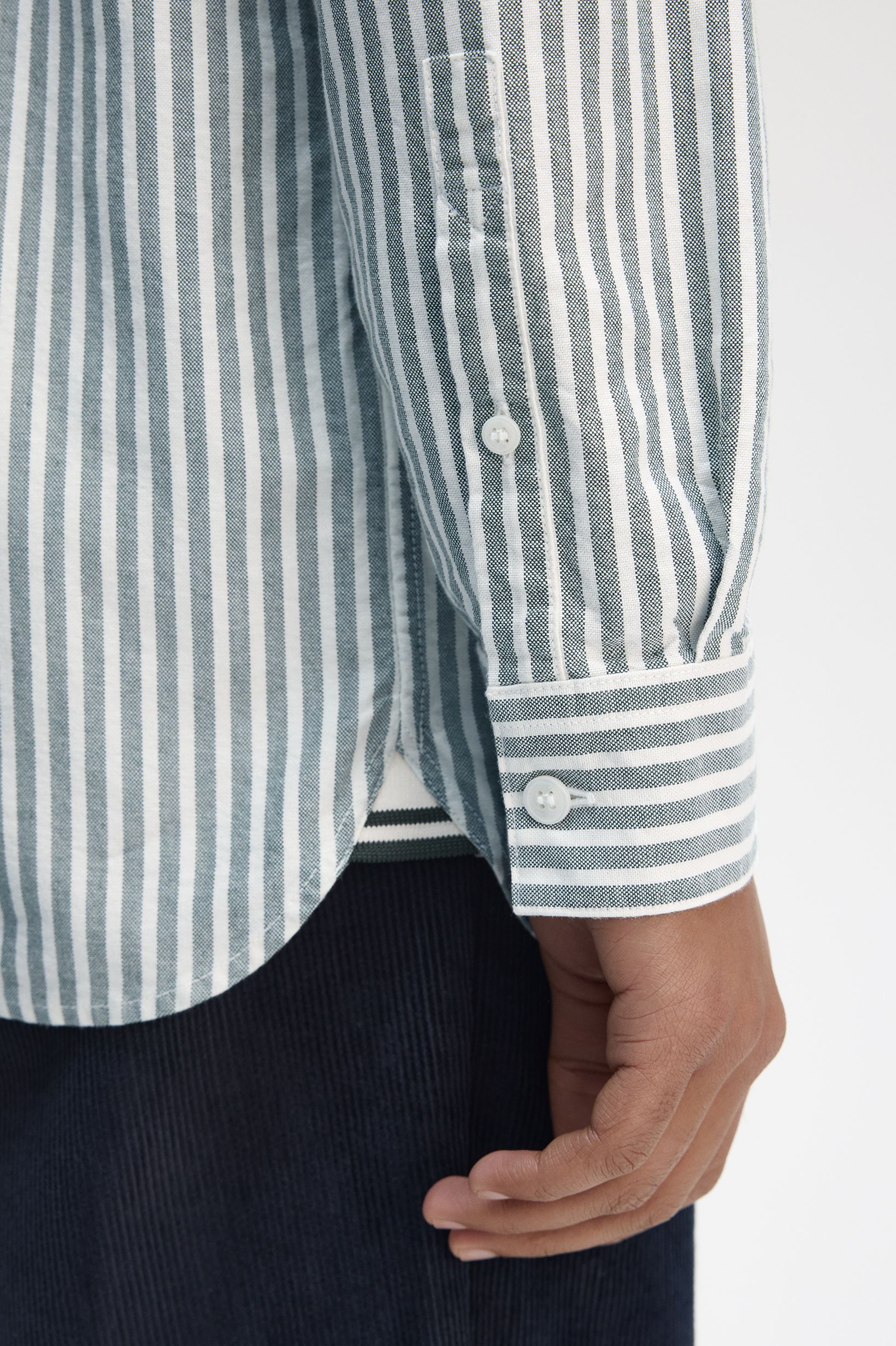 Camisa às Riscas 'Oxford' Verde-2
