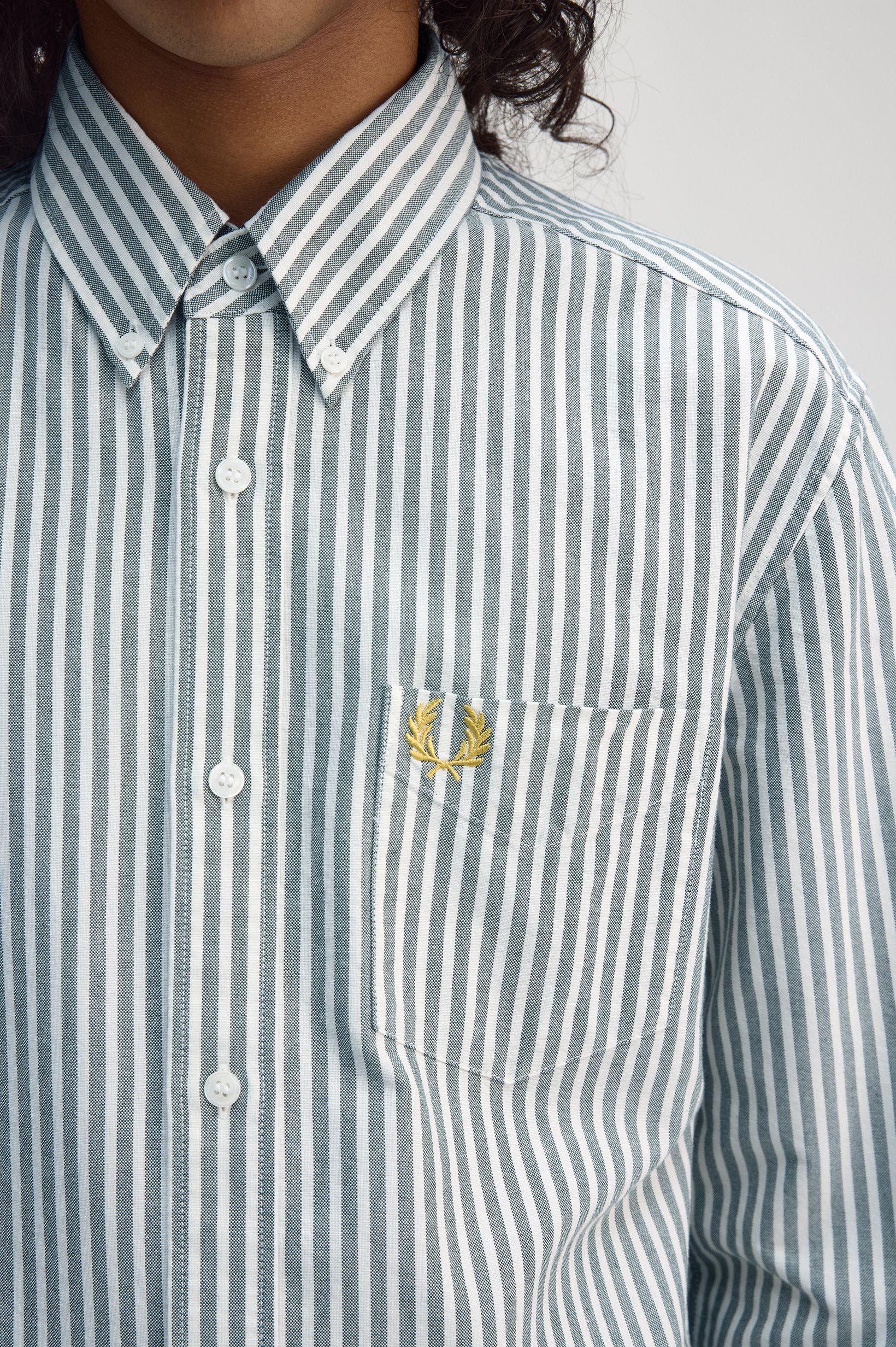 Camisa às Riscas 'Oxford' Verde-3