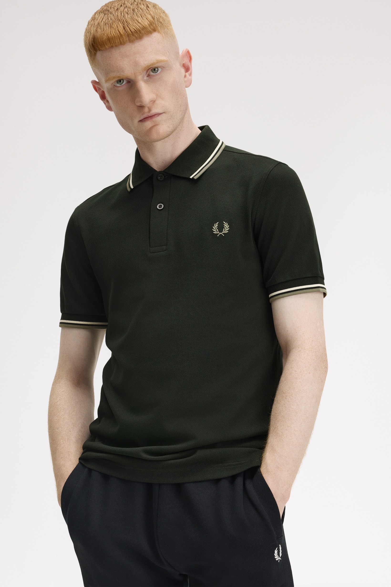 Polo original  'Twin Tipped Fred Perry Shirt' Verde-escuro-1