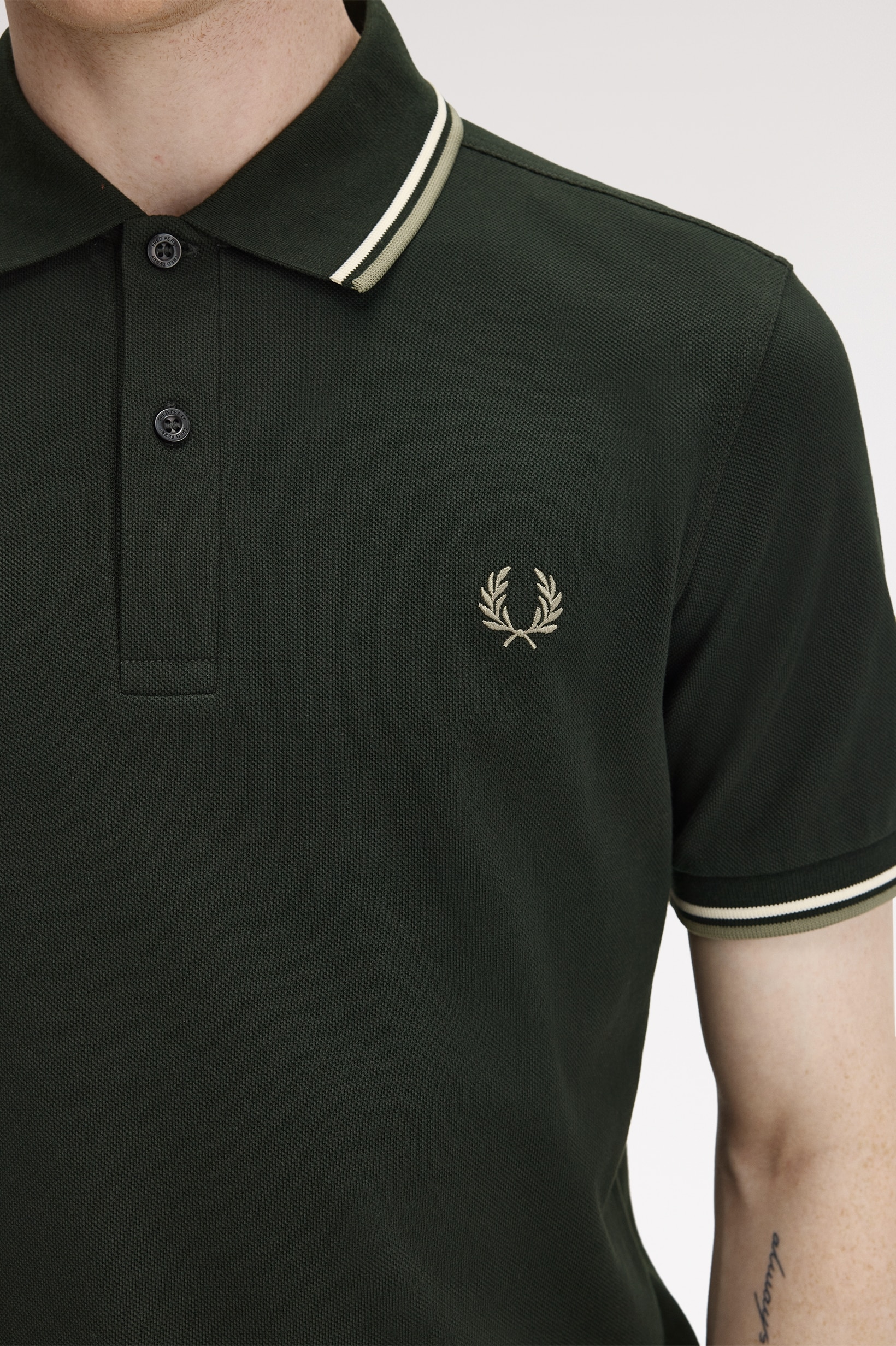 Polo original  'Twin Tipped Fred Perry Shirt' Verde-escuro-3