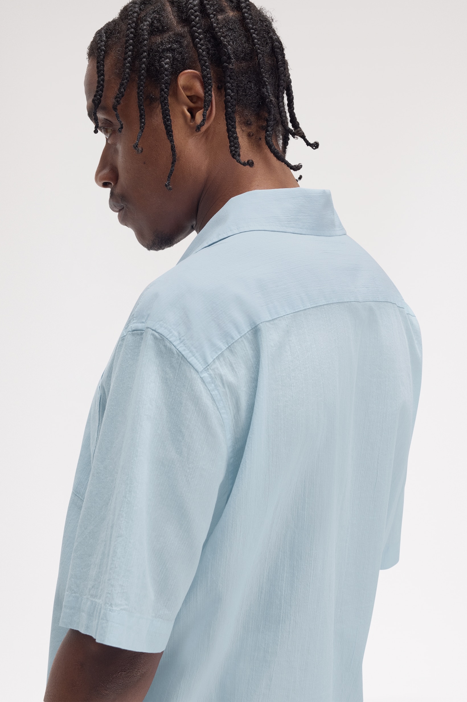 Camisa 'Lightweight Texture Revere Collar' Azul-claro-2