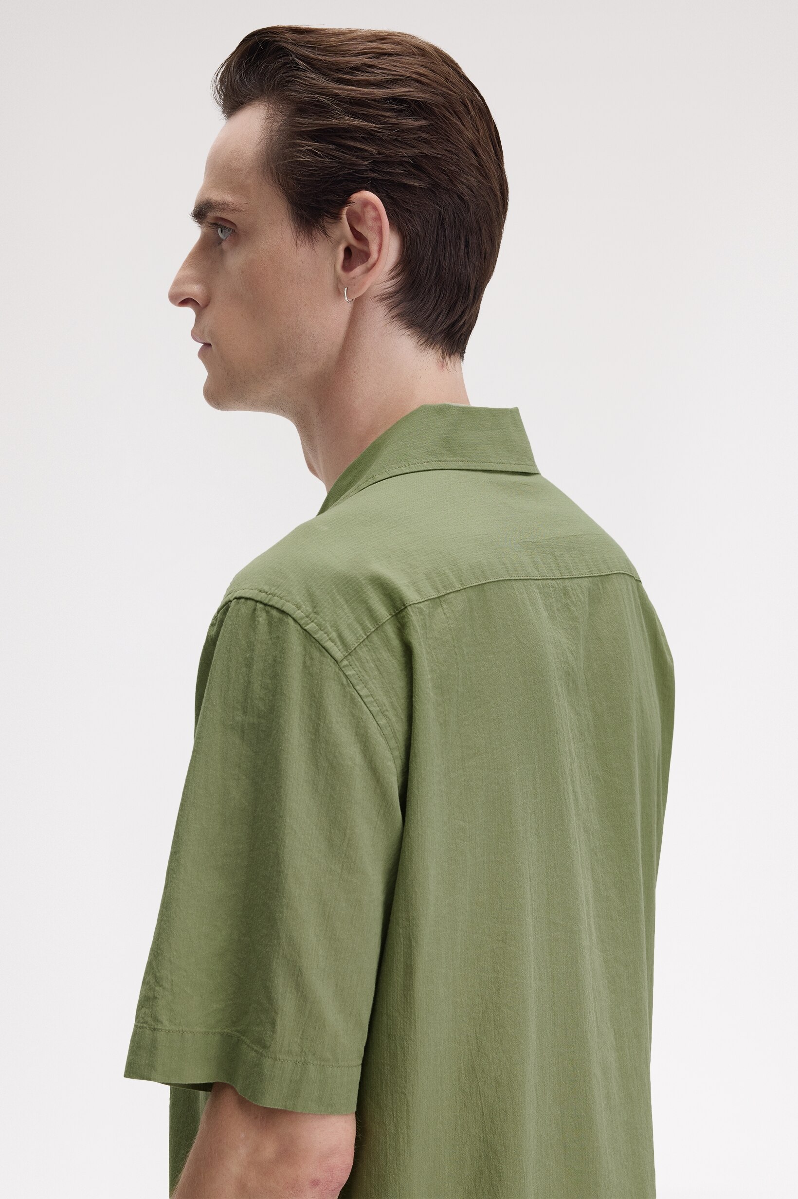 Camisa 'Lightweight Texture Revere Collar' Verde-2