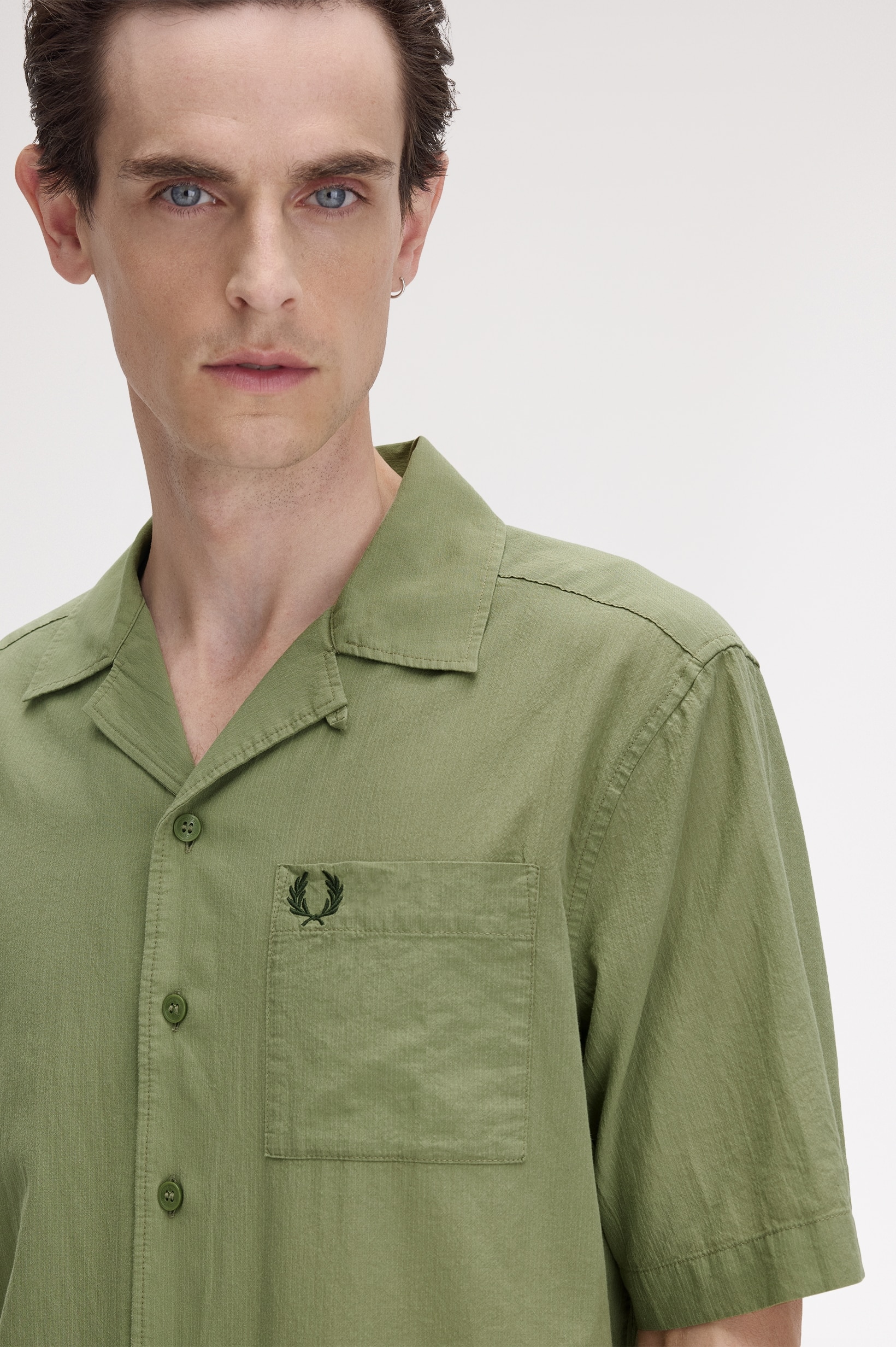 Camisa 'Lightweight Texture Revere Collar' Verde-3