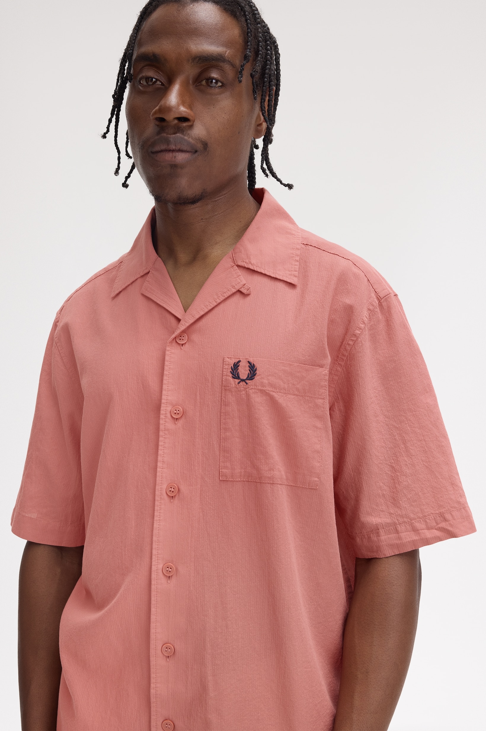 Camisa 'Lightweight Texture Revere Collar' Rosa-3