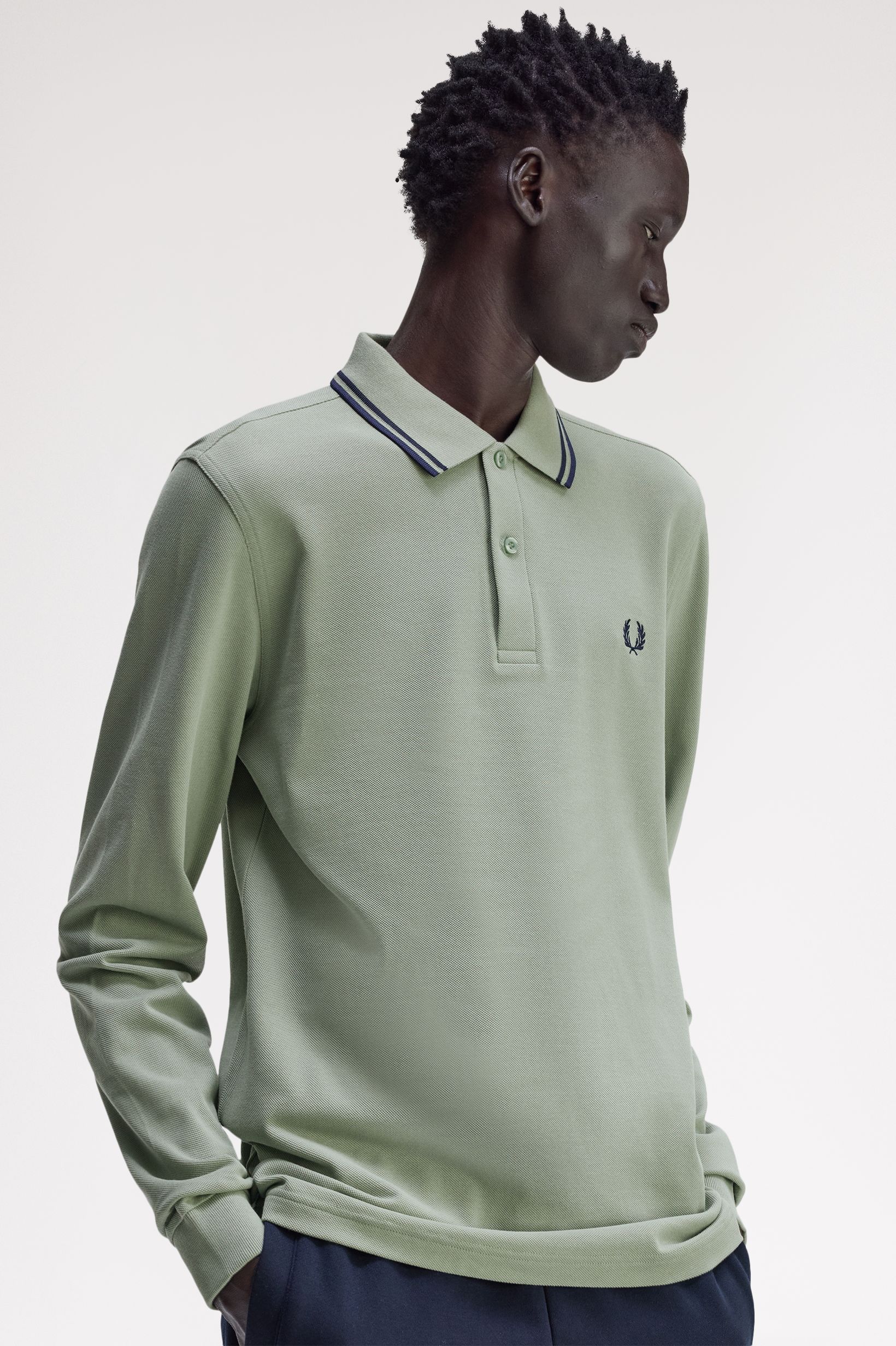 Polo de Manga Comprida 'Twin Tipped Fred Perry Shirt' Verde-claro-1