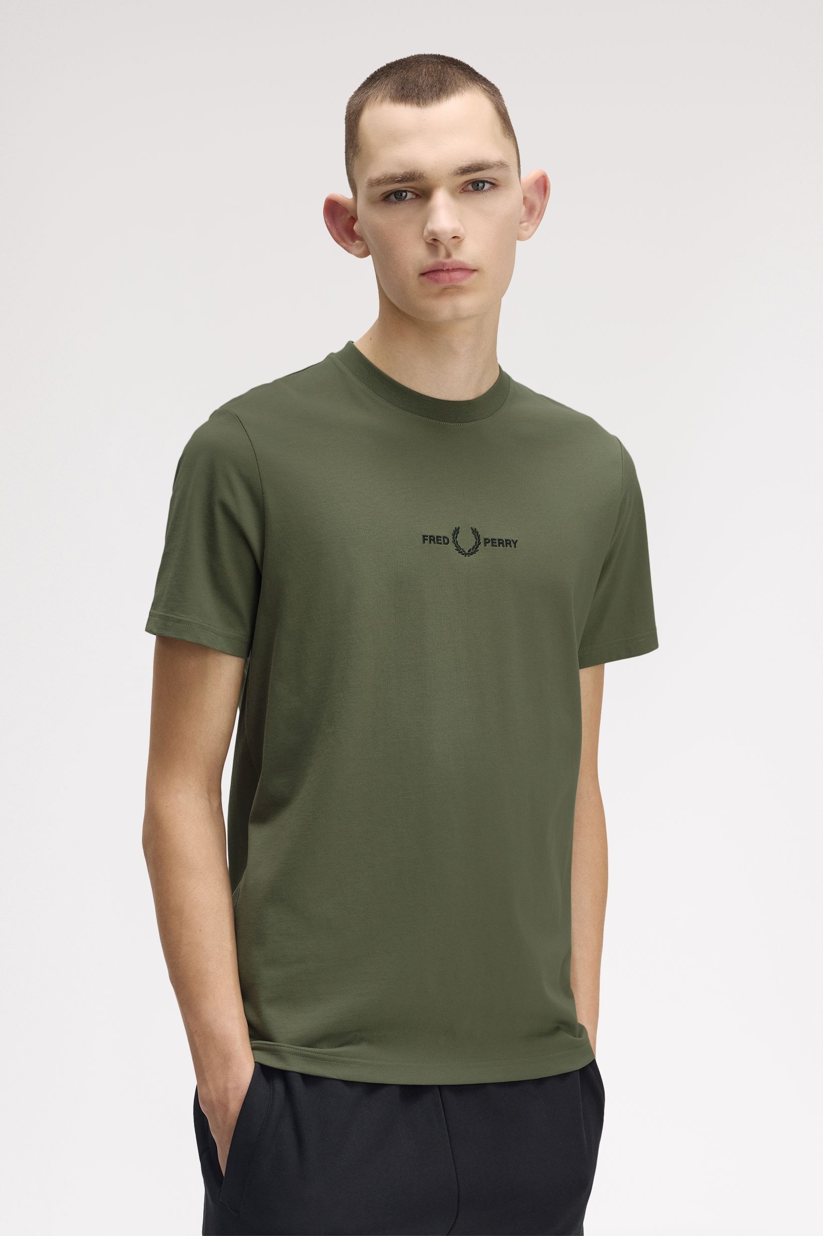 T-Shirt de Manga Curta com Logo Bordado Verde-1