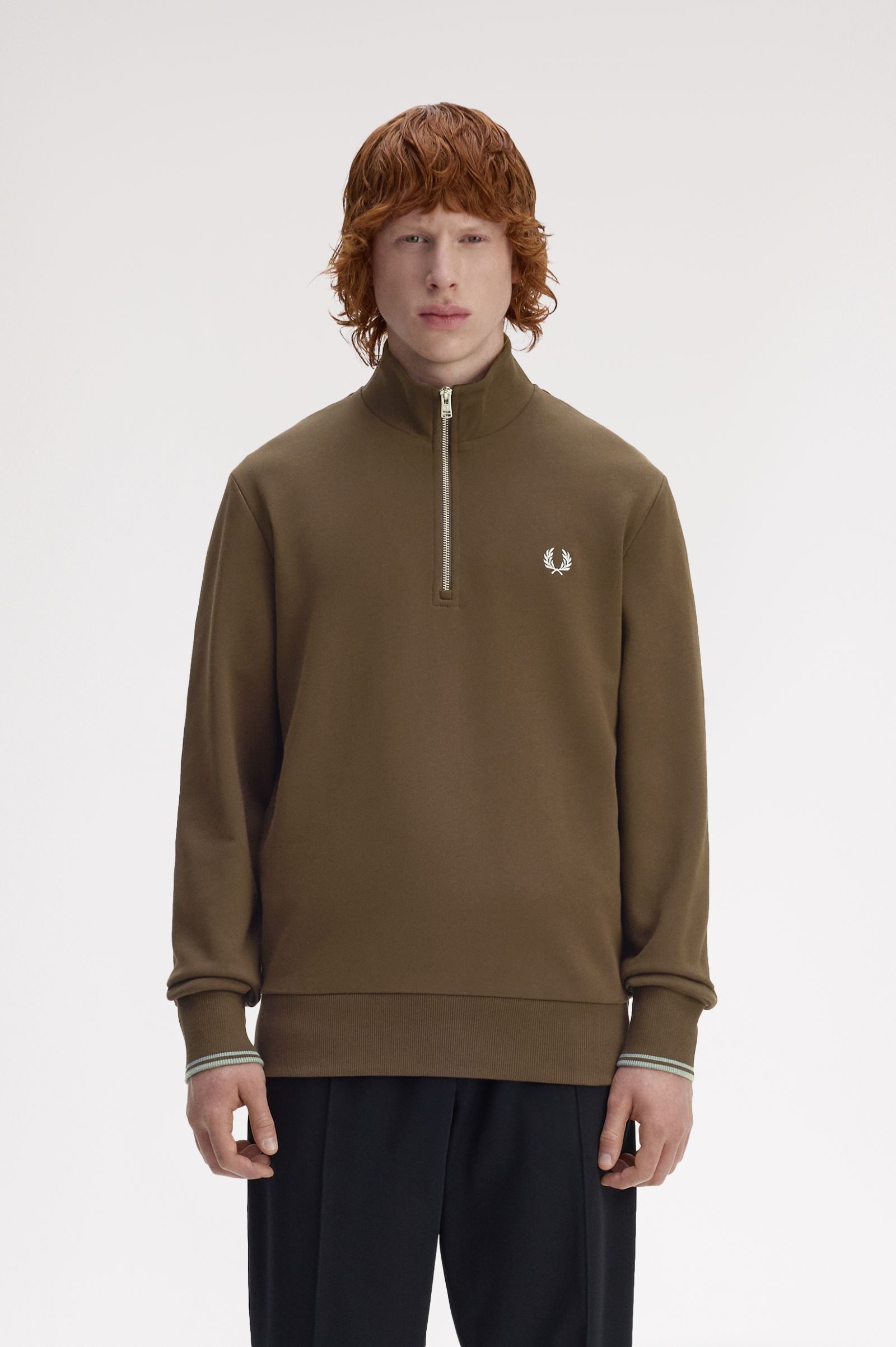 Sweatshirt com Fecho de Correr Castanho-1
