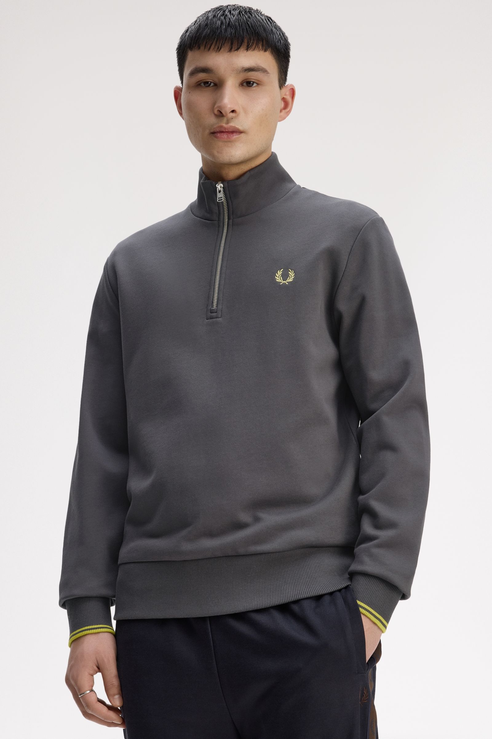 Sweatshirt com Fecho de Correr Cinzento-escuro-2