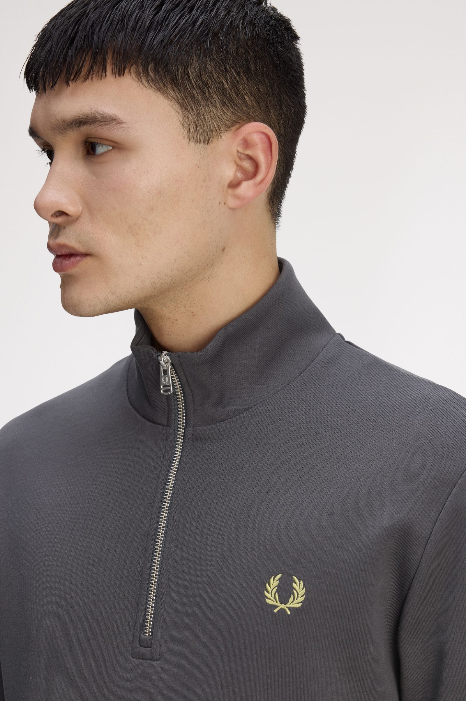 Sweatshirt com Fecho de Correr Cinzento-escuro-3
